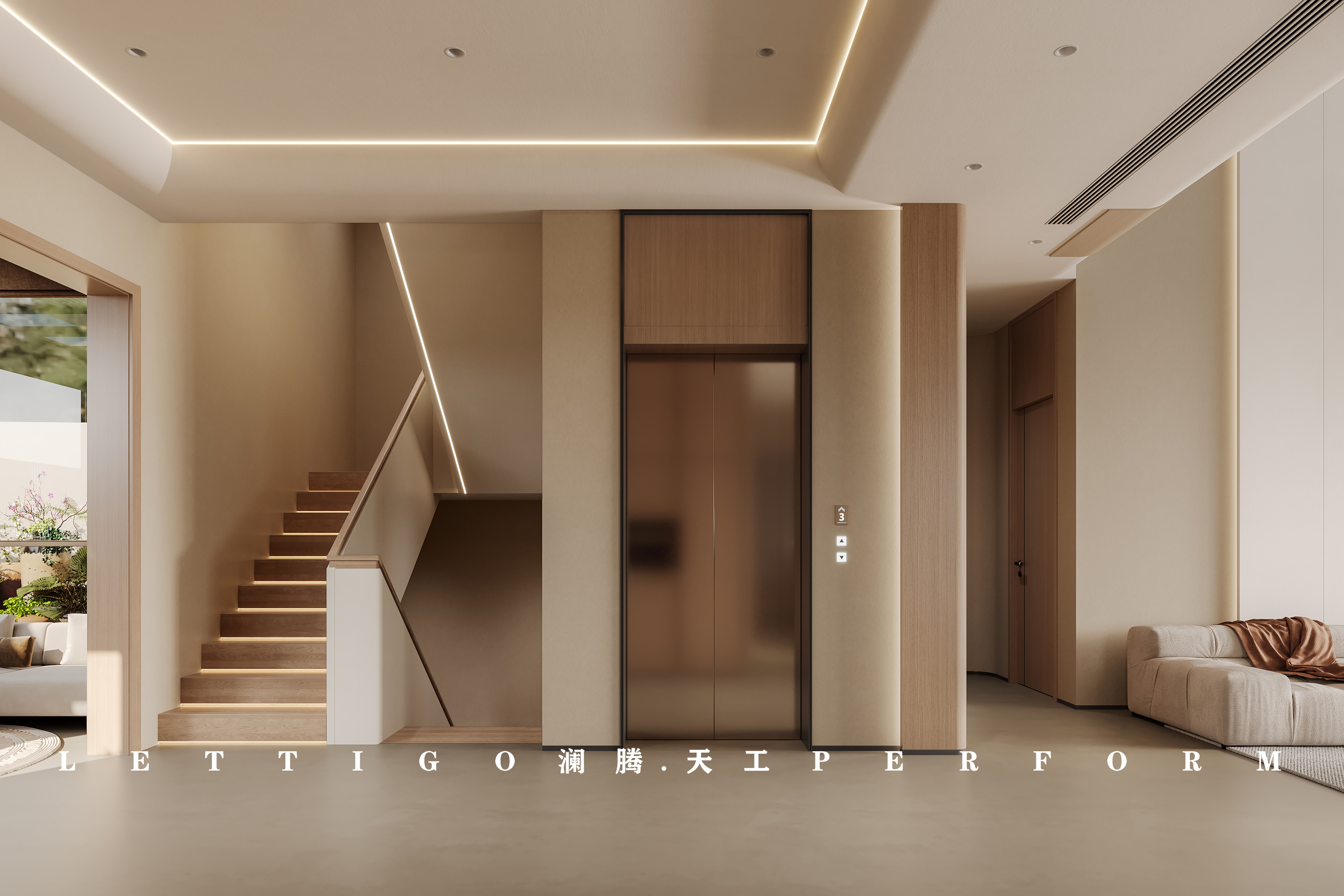 原木风温馨现代别墅，整个空间给人传递舒适的美感-3