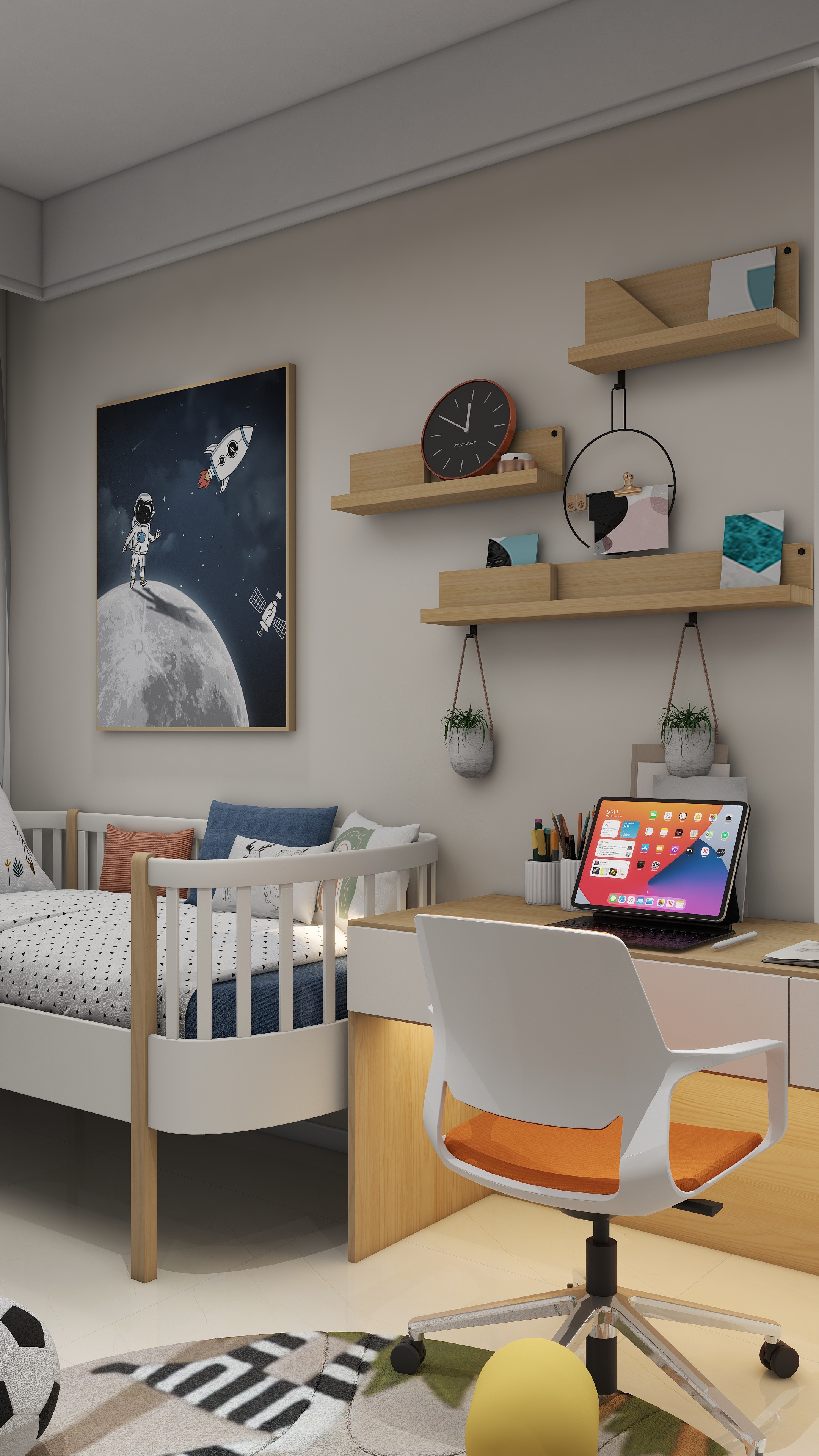 90㎡治愈系奶油风丨90空间设计-35