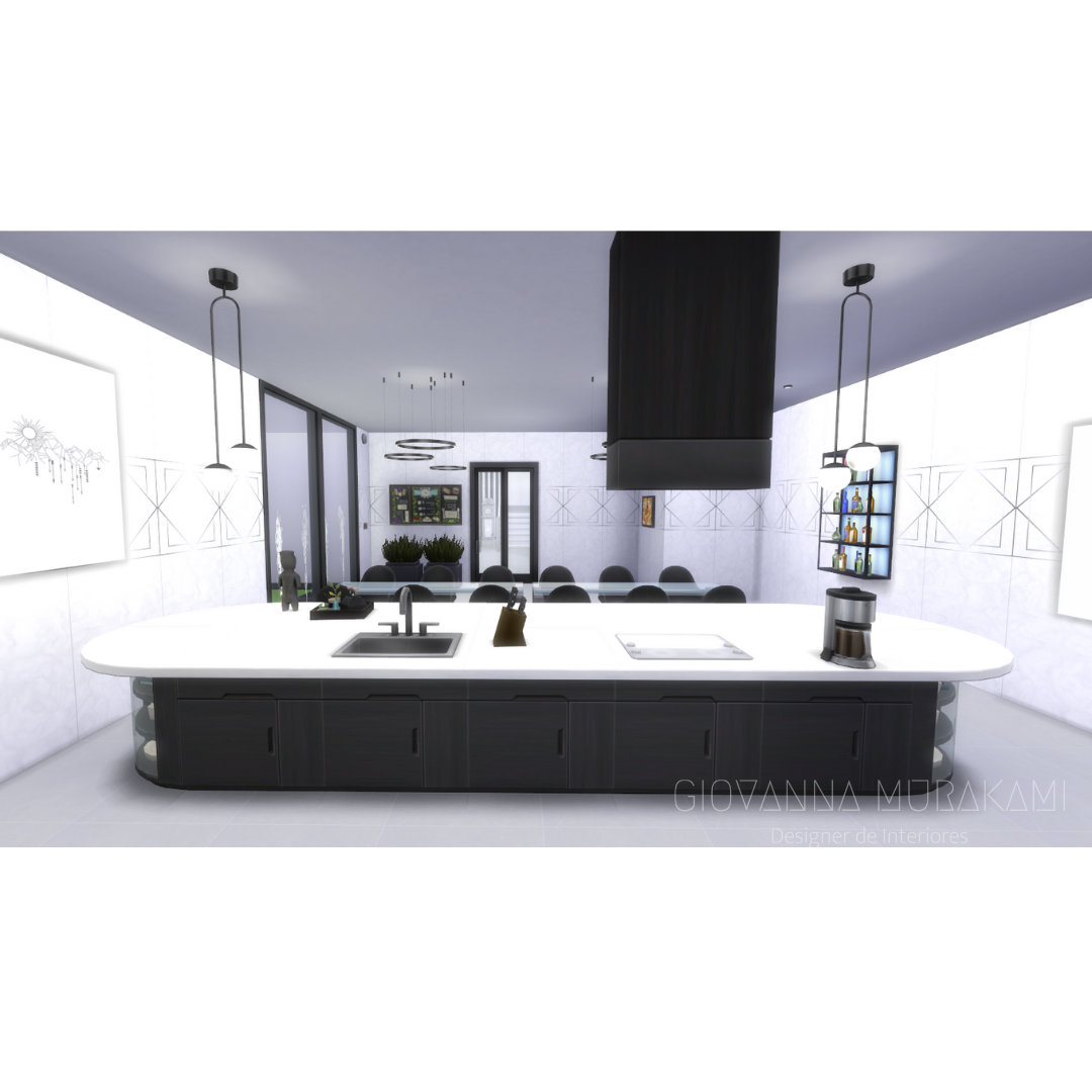 《The Sims 4》黑白厨房设计丨自主设计-11