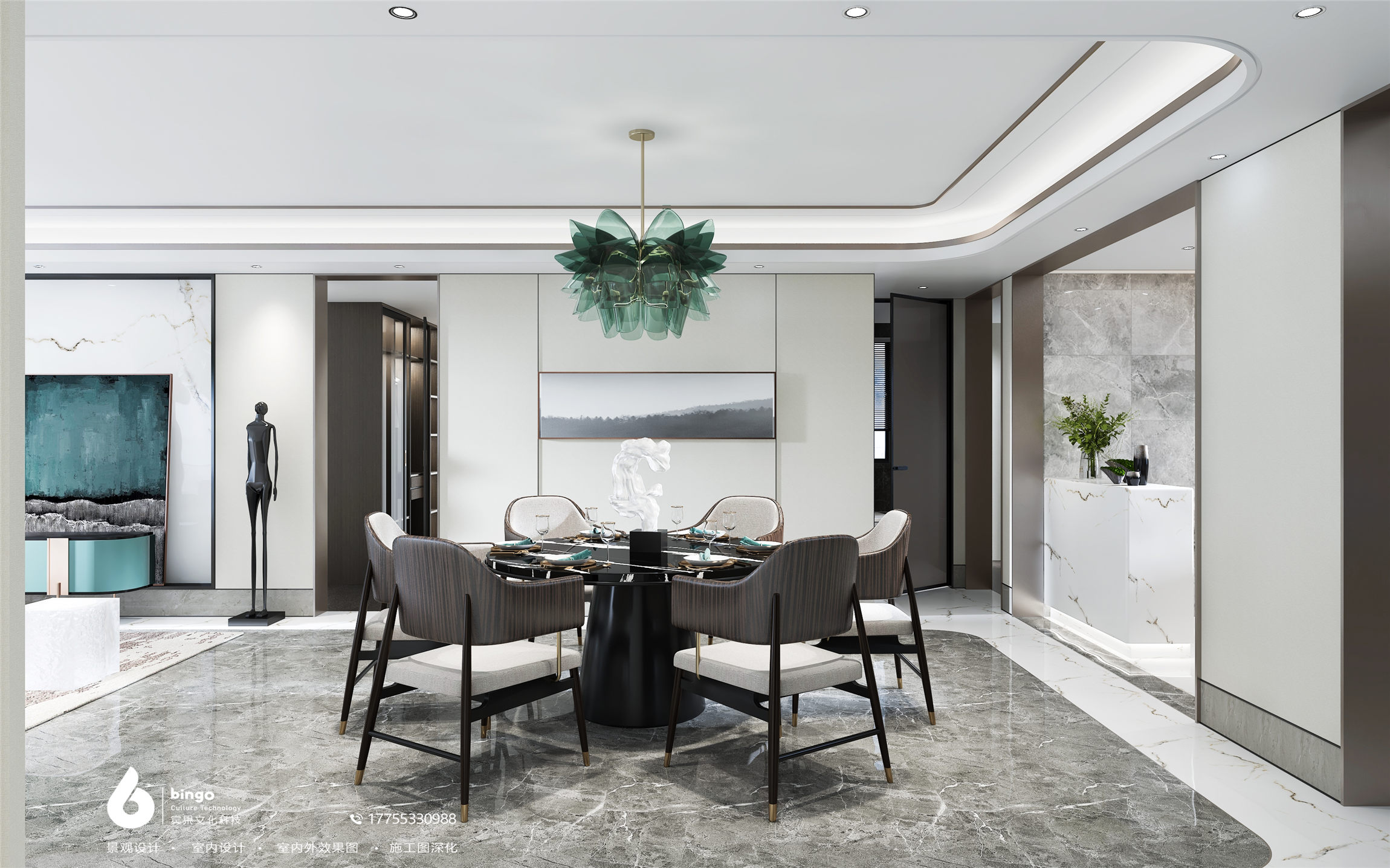 西安现代轻奢别墅设计 | 轻奢风格与金属材质的完美融合-12