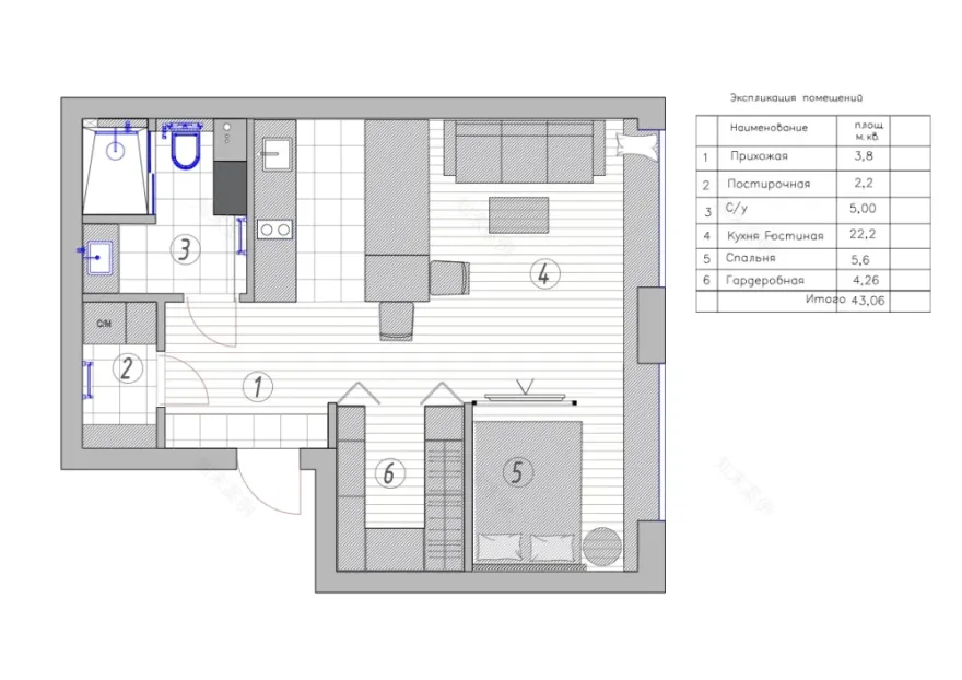 43平米小户型公寓设计丨俄罗斯莫斯科丨Мария Амелина(玛丽亚·阿梅利娜)-43