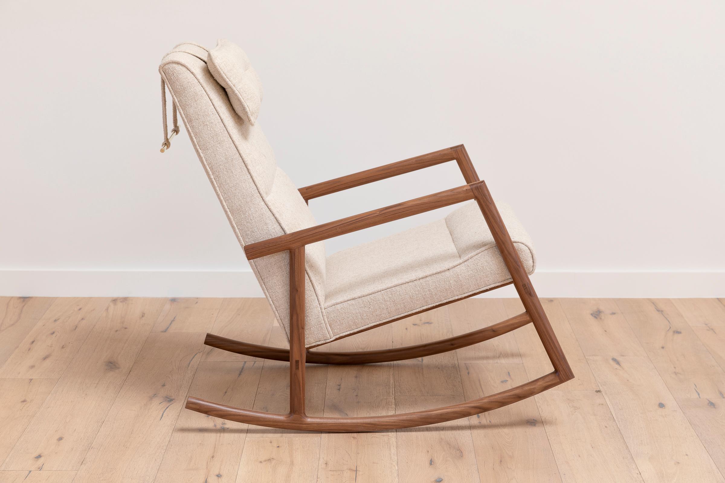 Earl Walnut, Ivory Textured Linen Moresby Rocking Chair For Sale at 1stDibs | ivory rocking chair, walnut rocking chair, earl ivory-11