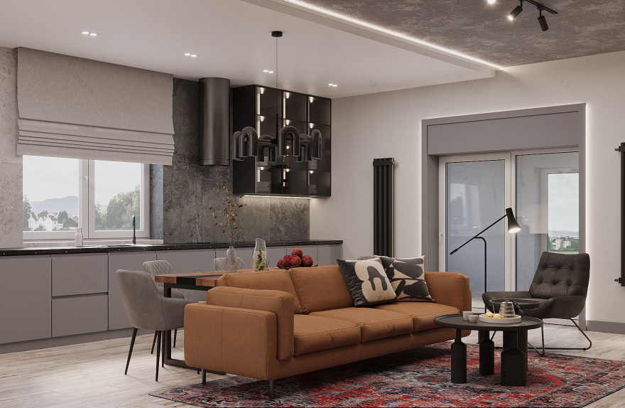 厨房 客厅设计项目丨俄罗斯奥伦堡丨DALI装饰材料与设计展厅-6