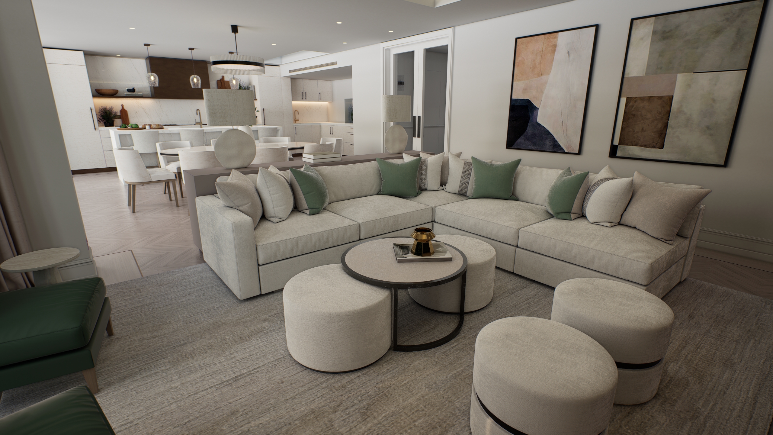 Kitchen & Living Area Visualization — Richmond, UK-30