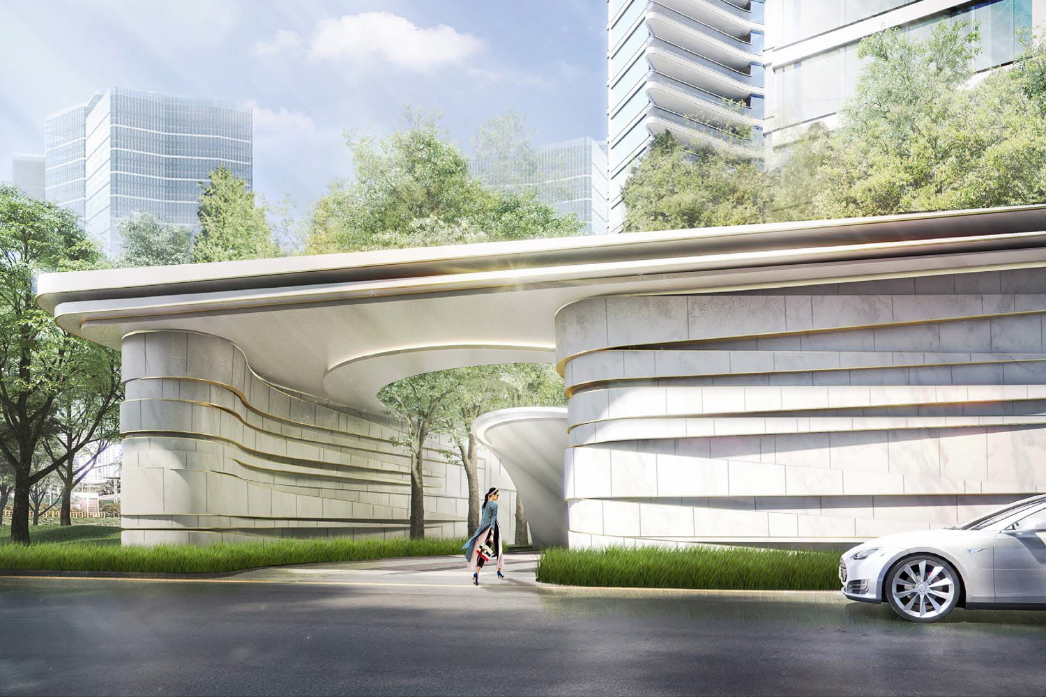 中国铁建成都西派浣花​曲线大区景观SU模型-0