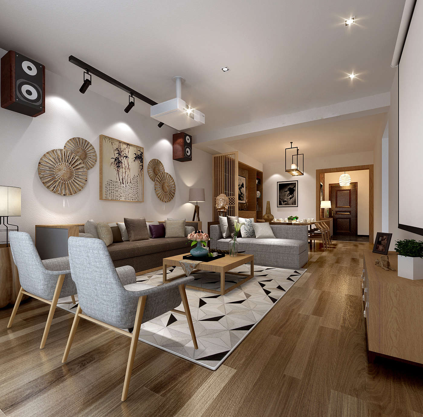 新中式 中式古典 奢华家装别墅样板房-3-8