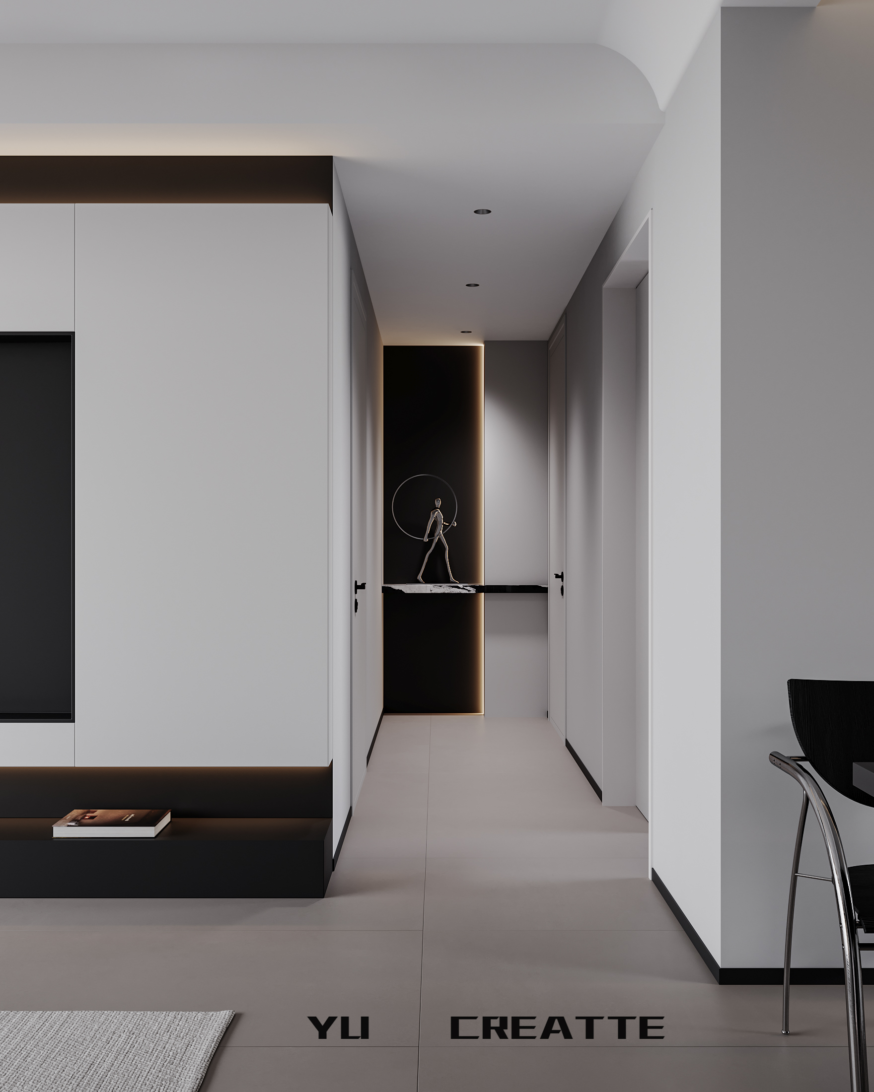 现代黑白灰极简客餐厅丨近期表现-4