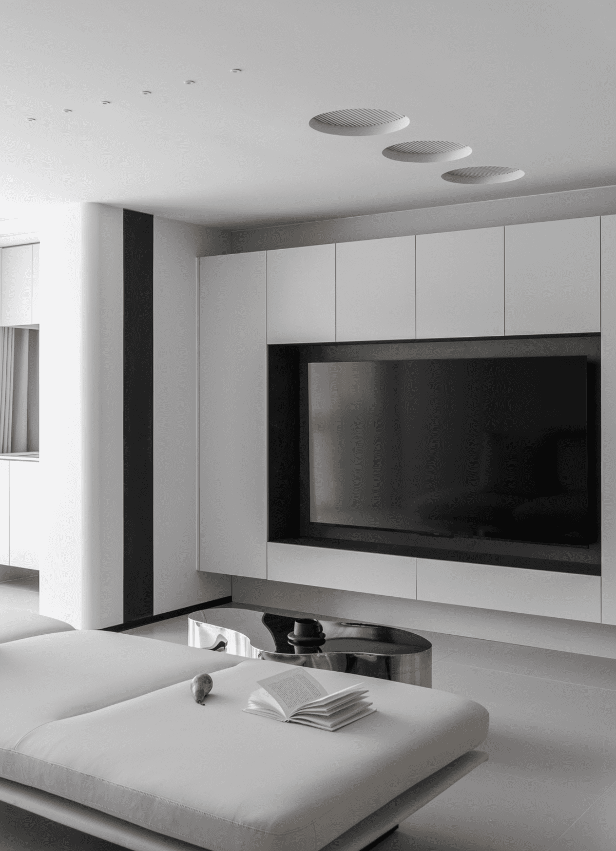 桌柜一体+开放布局释放空间,黑白极简谱写“断舍离”生活乐曲-16