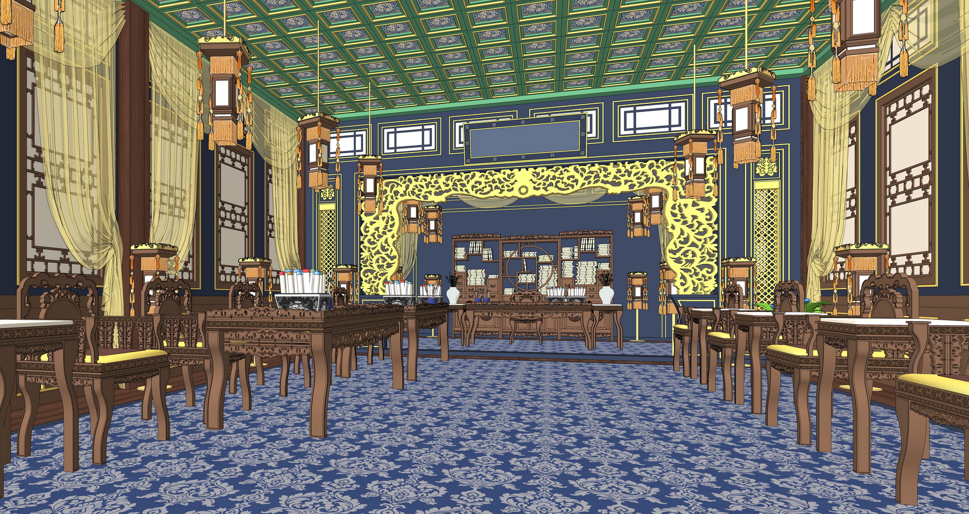 古代书房SU模型-8