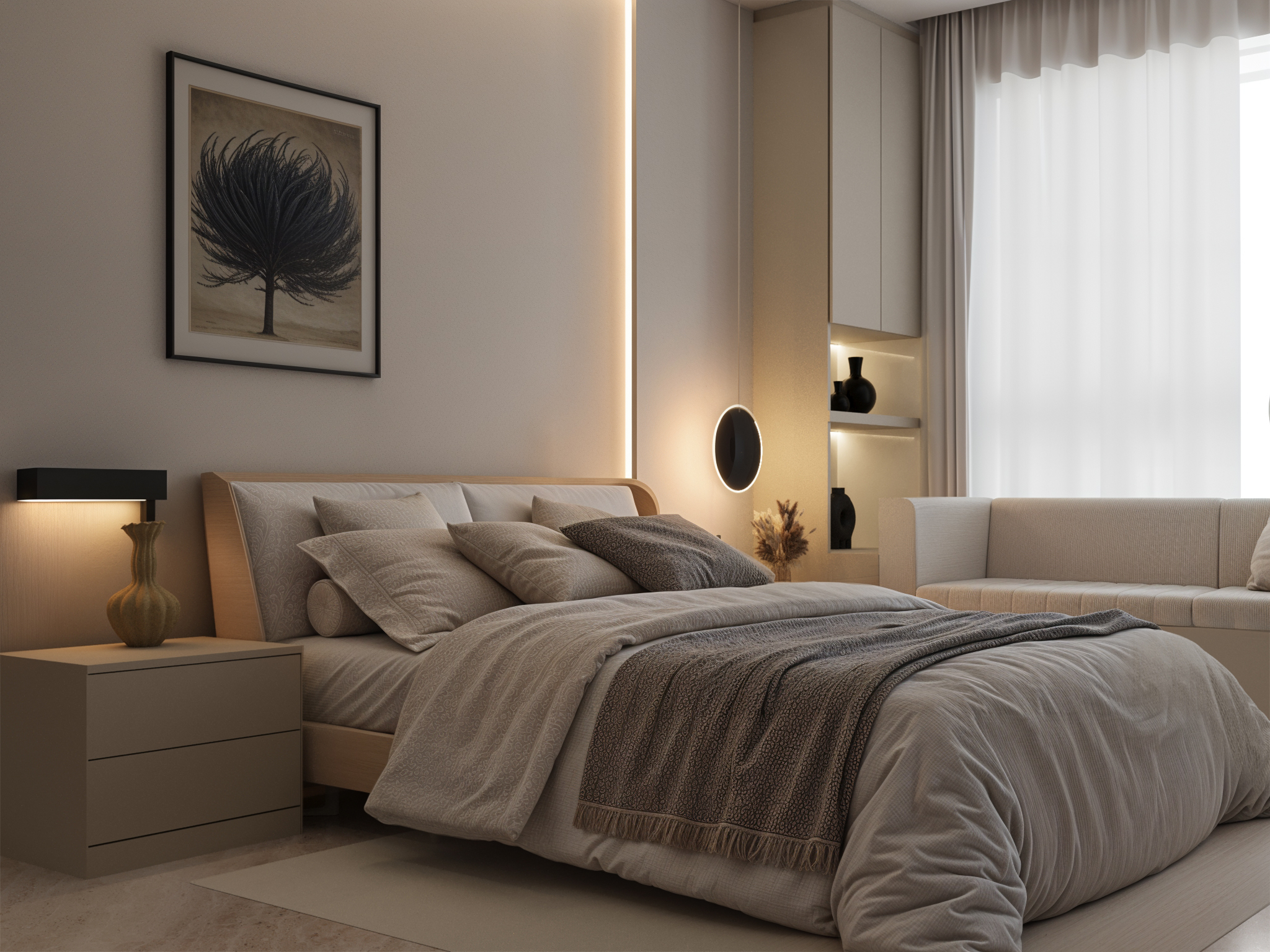 Modern Minimalist bedroom with Scandinavian Influence-9