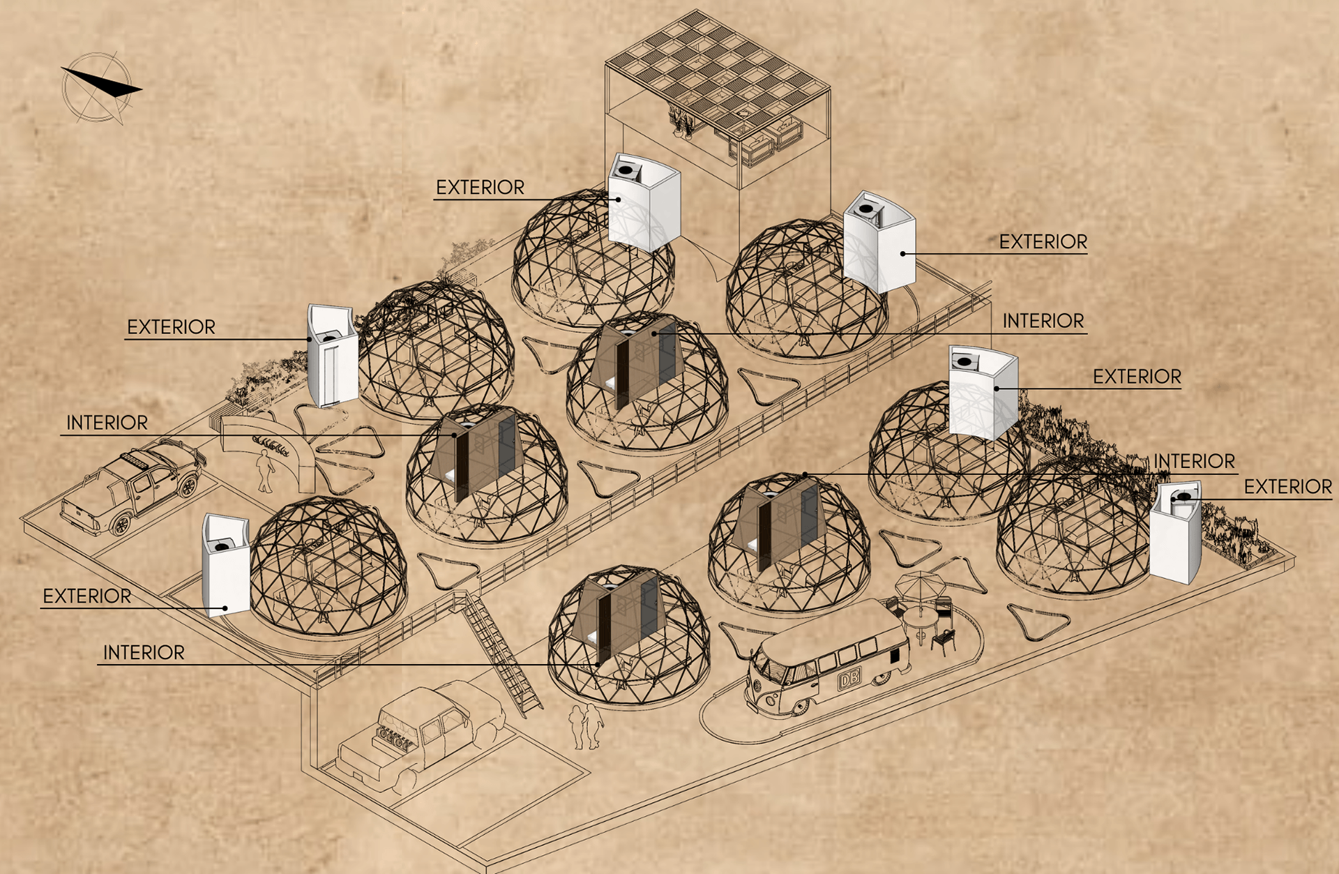 geodesic dome complex（如果这里 Complejo 是西班牙语指综合体，Domos Geodésicos 是 geodesic domes （大地测量穹顶；测地线穹顶 ） ，就可以用这个表达） 
如果Complejo明确有别的意思，建议提供更多原文语境等信息哦 丨MexicoOaxaca丨Daktilar experiences-15