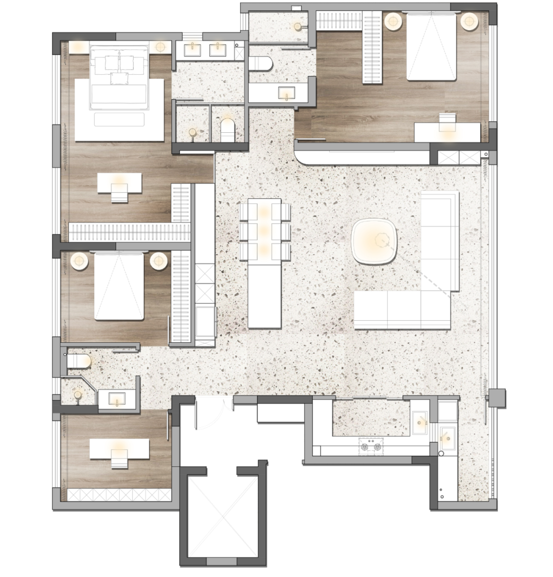 高级灰的温柔魅力|壹号半岛165㎡现代简约之家丨中国重庆丨KD室内设计事务所-19