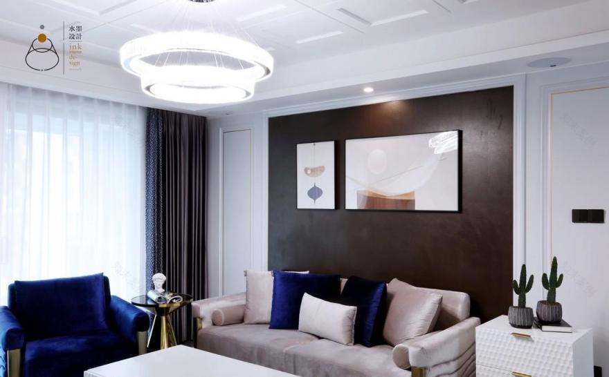 145㎡现代轻奢平层,普鲁士蓝的静谧优雅-2