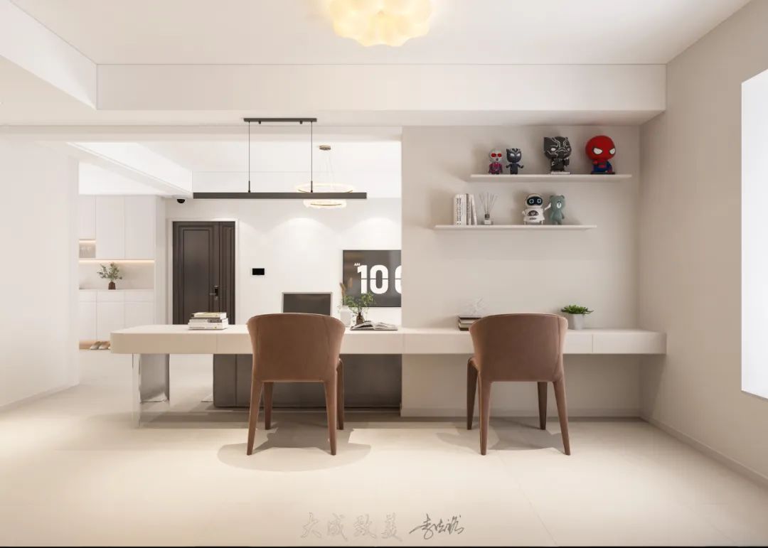 见山 128m² 客厅书房一体化设计丨大成致美装饰旗舰店-14