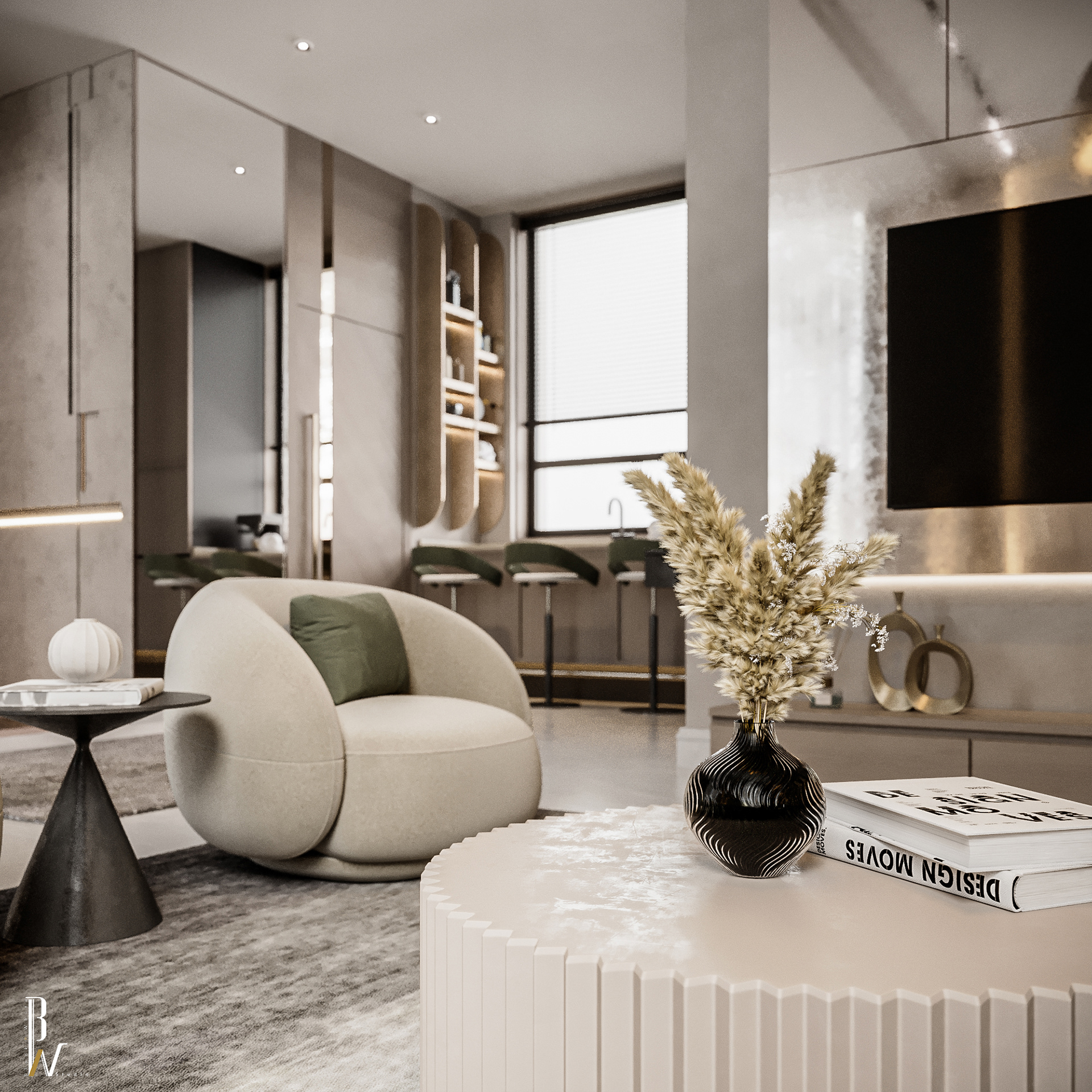 客厅设计丨Oman丨Black N White-12