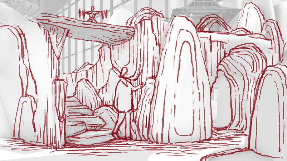 喜随作品|壶中胜境·商业中庭的科技国风微缩园林-214