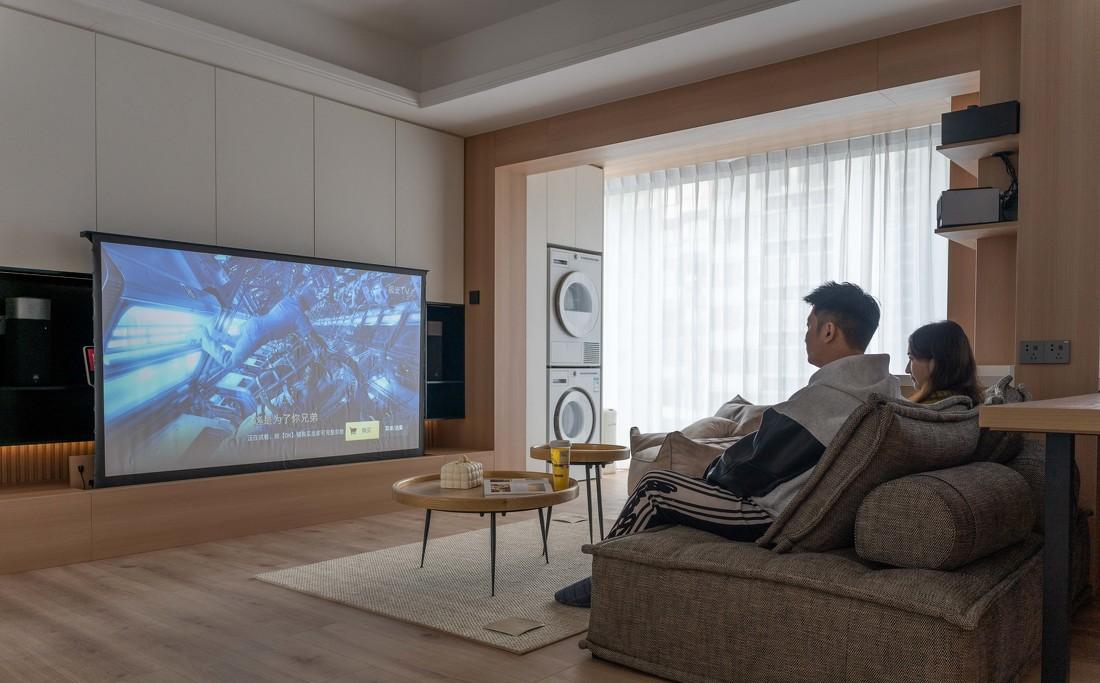 地升幕布++旋转餐桌·116m²精装房改造丨中国广州丨吴思昊-34