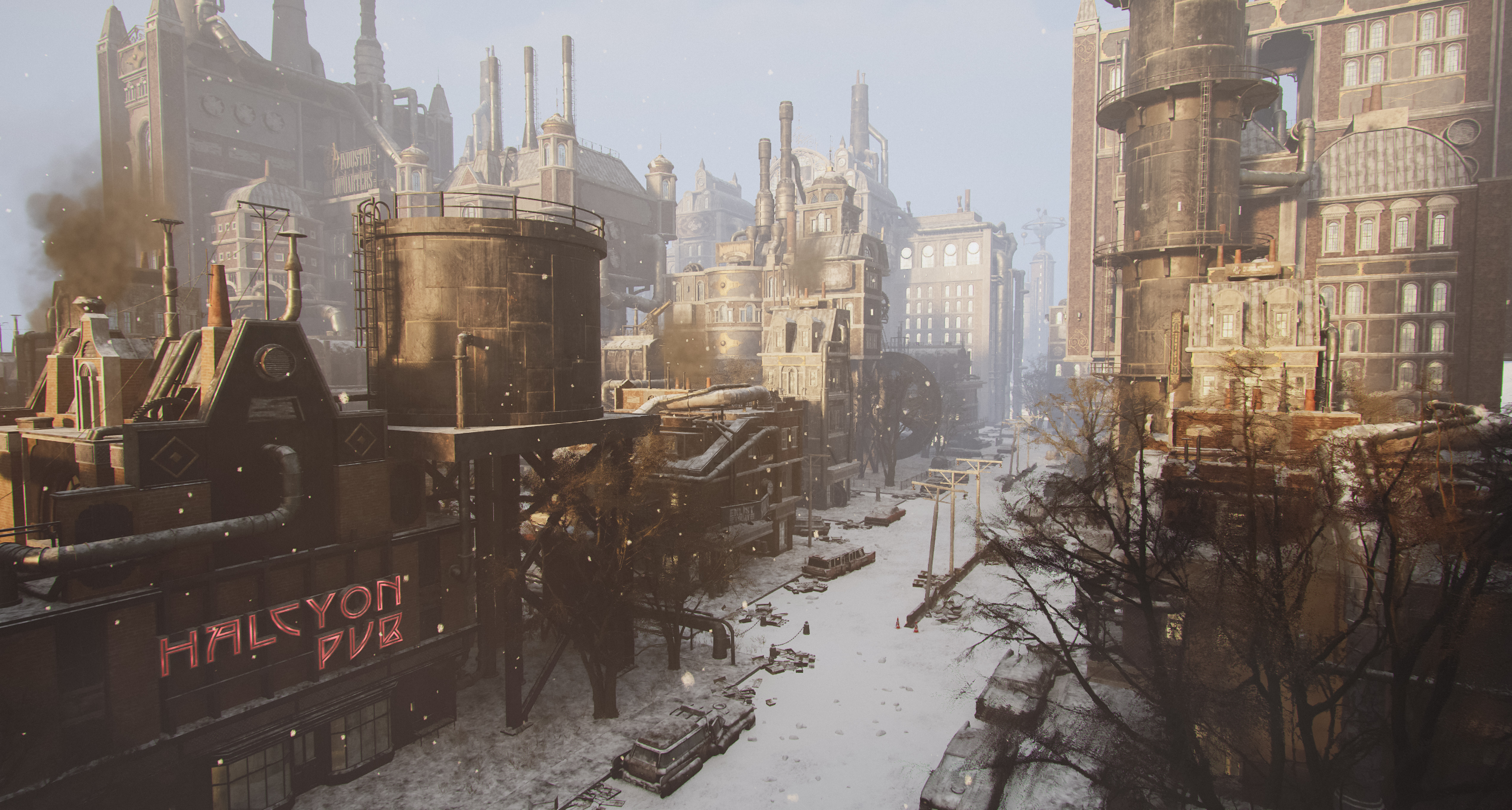 UE5 Dieselpunk winter city level (third-person) map-4