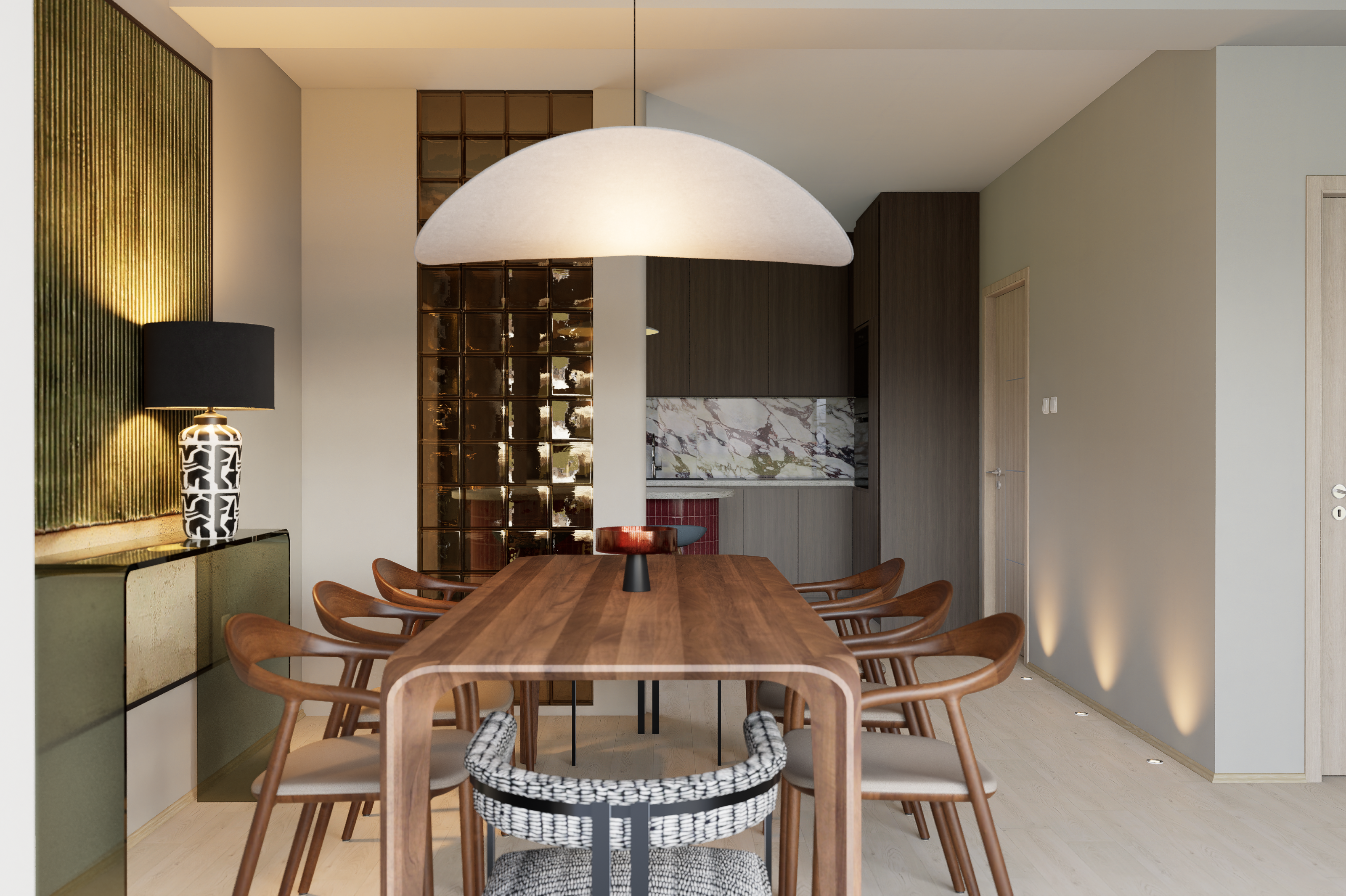 Mid-Century Apartment - Kitchen & Living Area-4