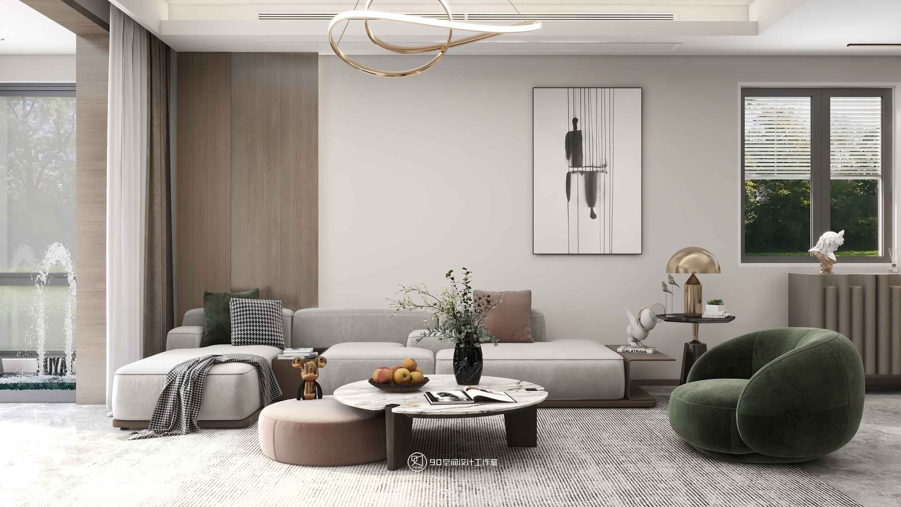 理想 · 185 平方现代奶油色调空间设计-10