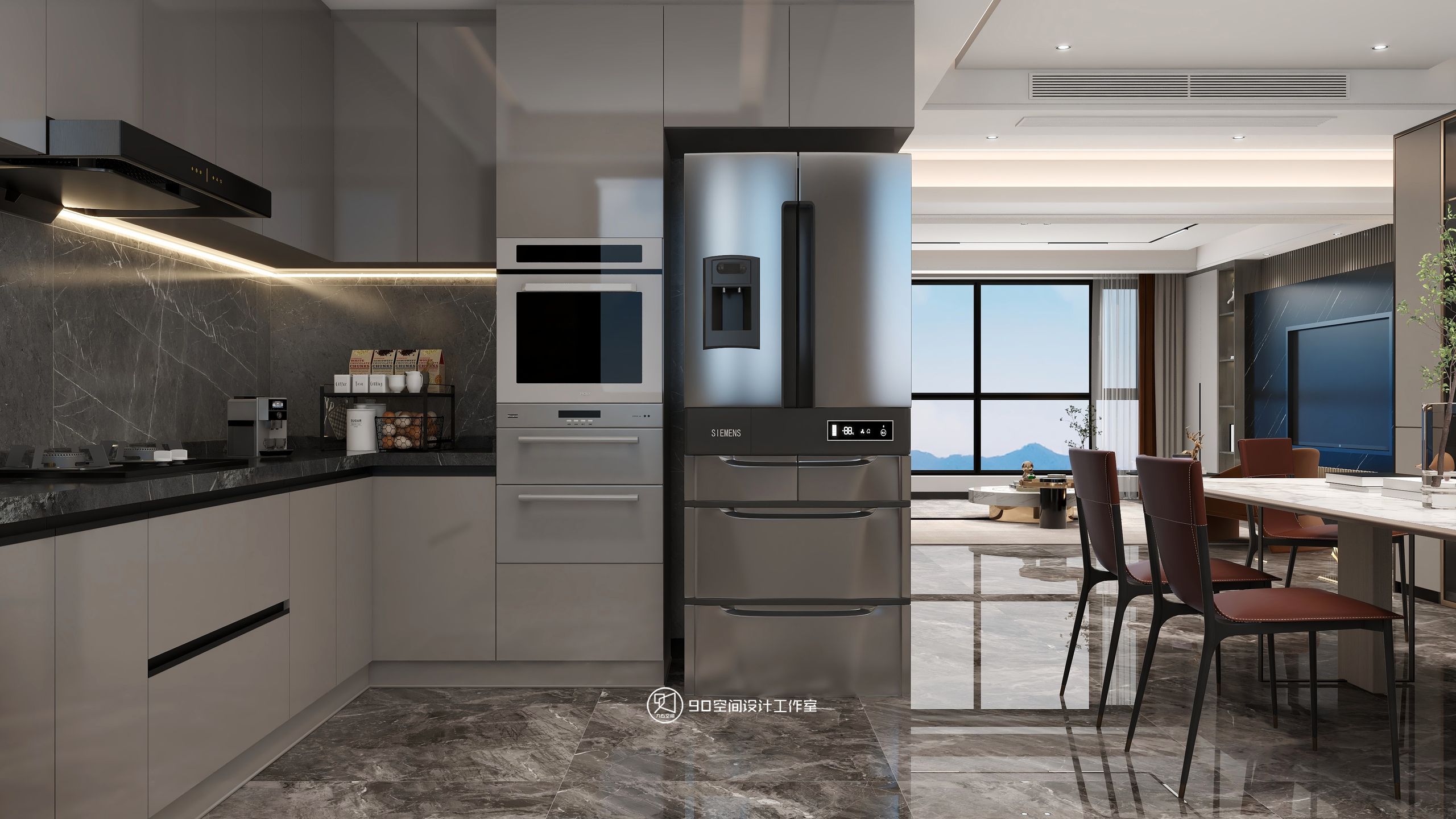 189㎡轻奢复式住宅设计丨90 空间设计-19