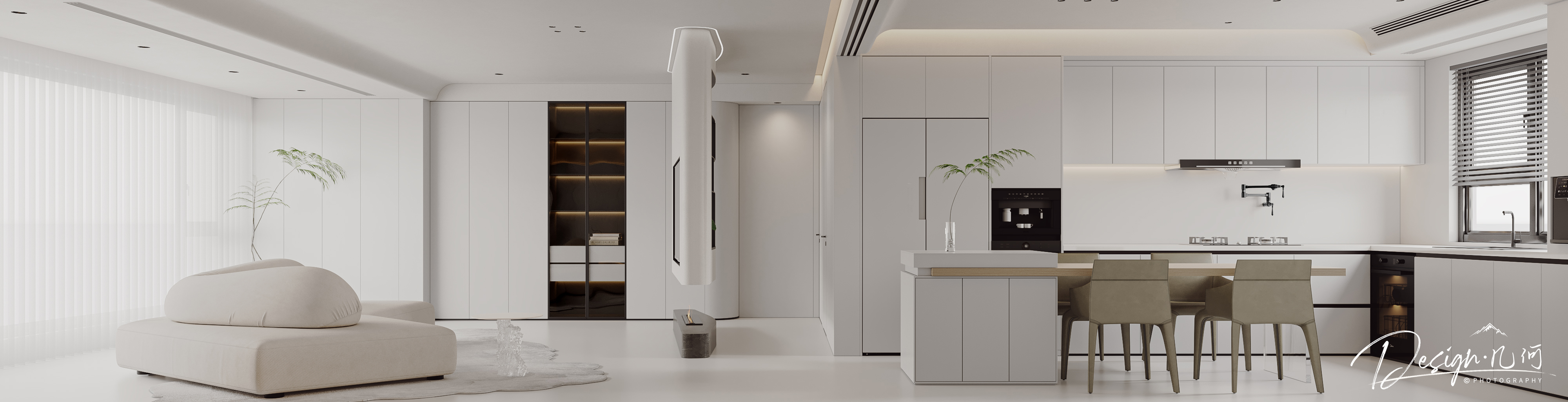 几何空间视觉表现 | 江山赋原木风现代客餐厅-2