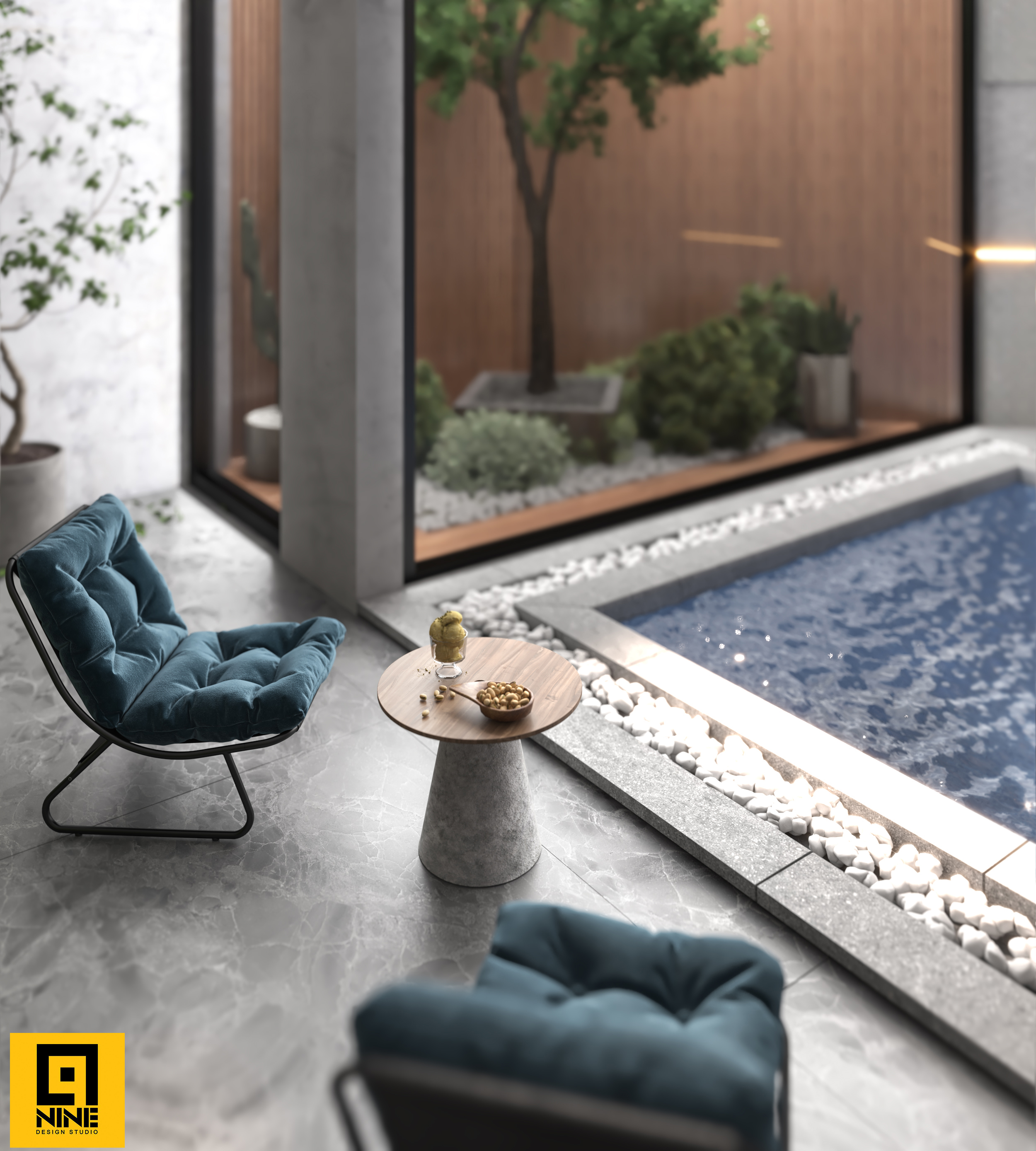 现代带泳池大厅室内设计-14