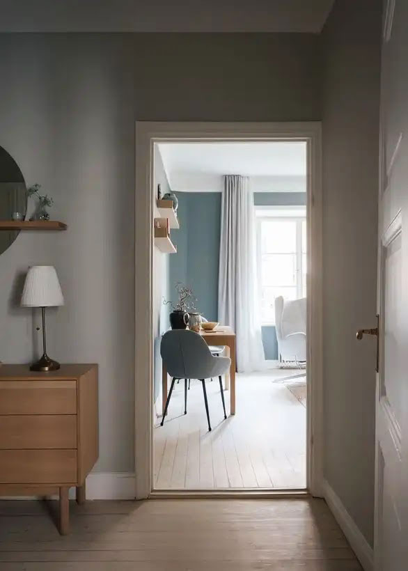 斯德哥尔摩小公寓的时尚灰色蓝色墙面设计-9