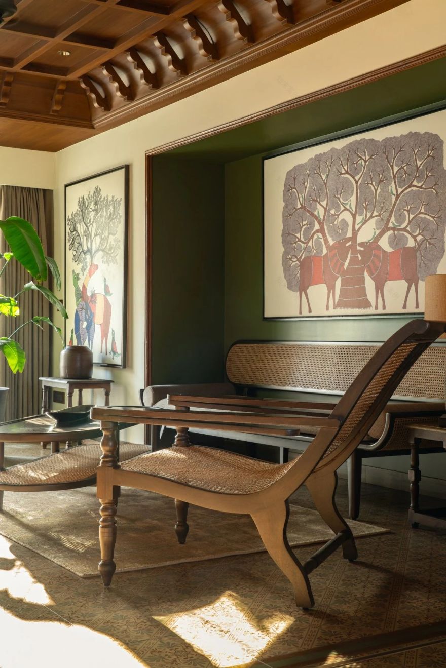 印度美学与现代方法相结合的室内设计丨对印度传统文化情有独钟的设计师-6
