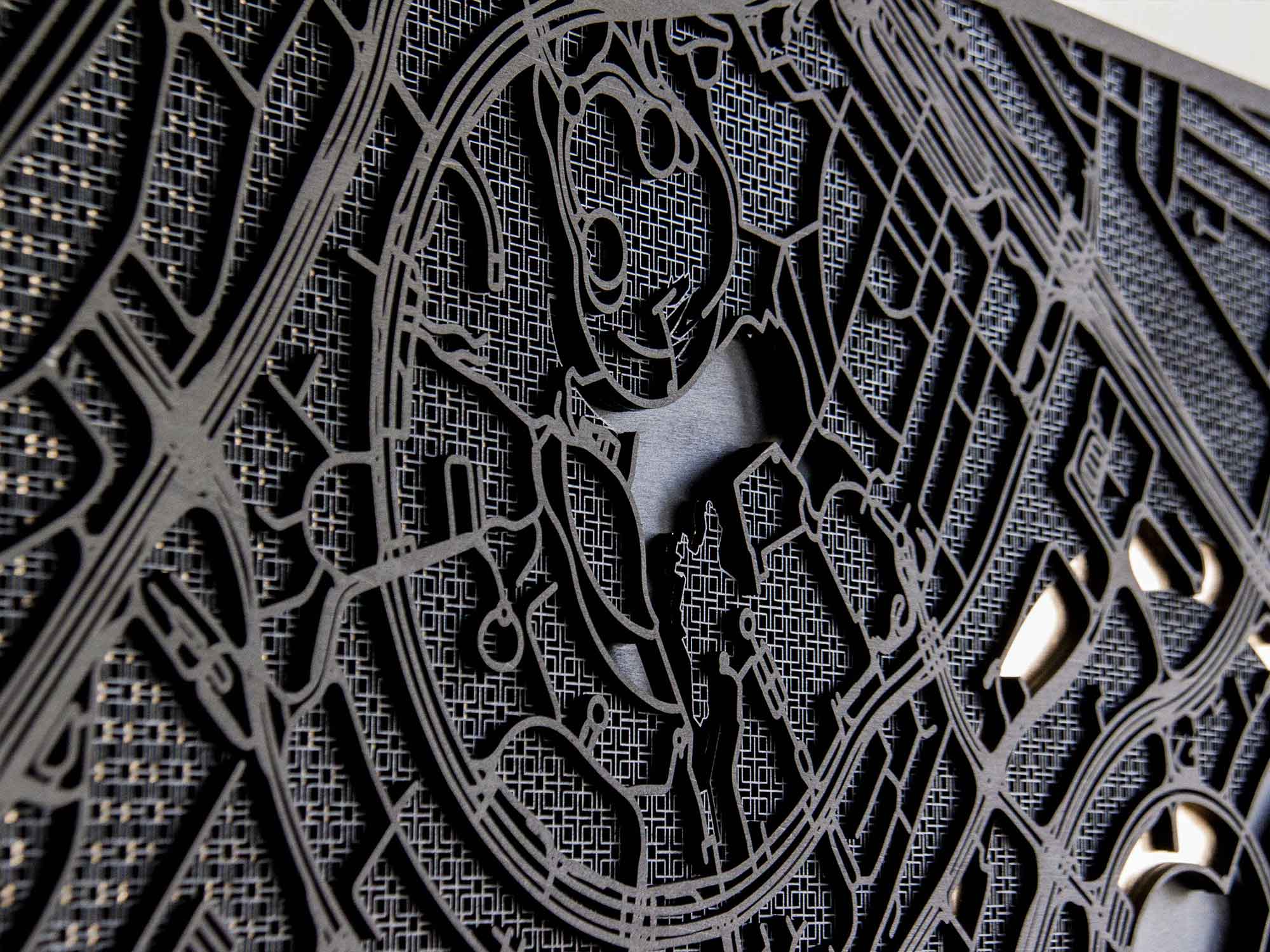 Dubai Hotel Artwork - Laser-Cut Map in Black & Gold-36