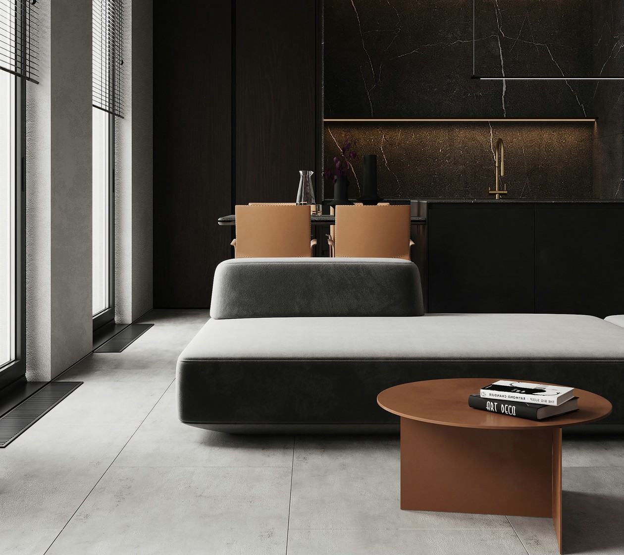 91㎡深色系公寓设计 既沉稳又有设计感！-2