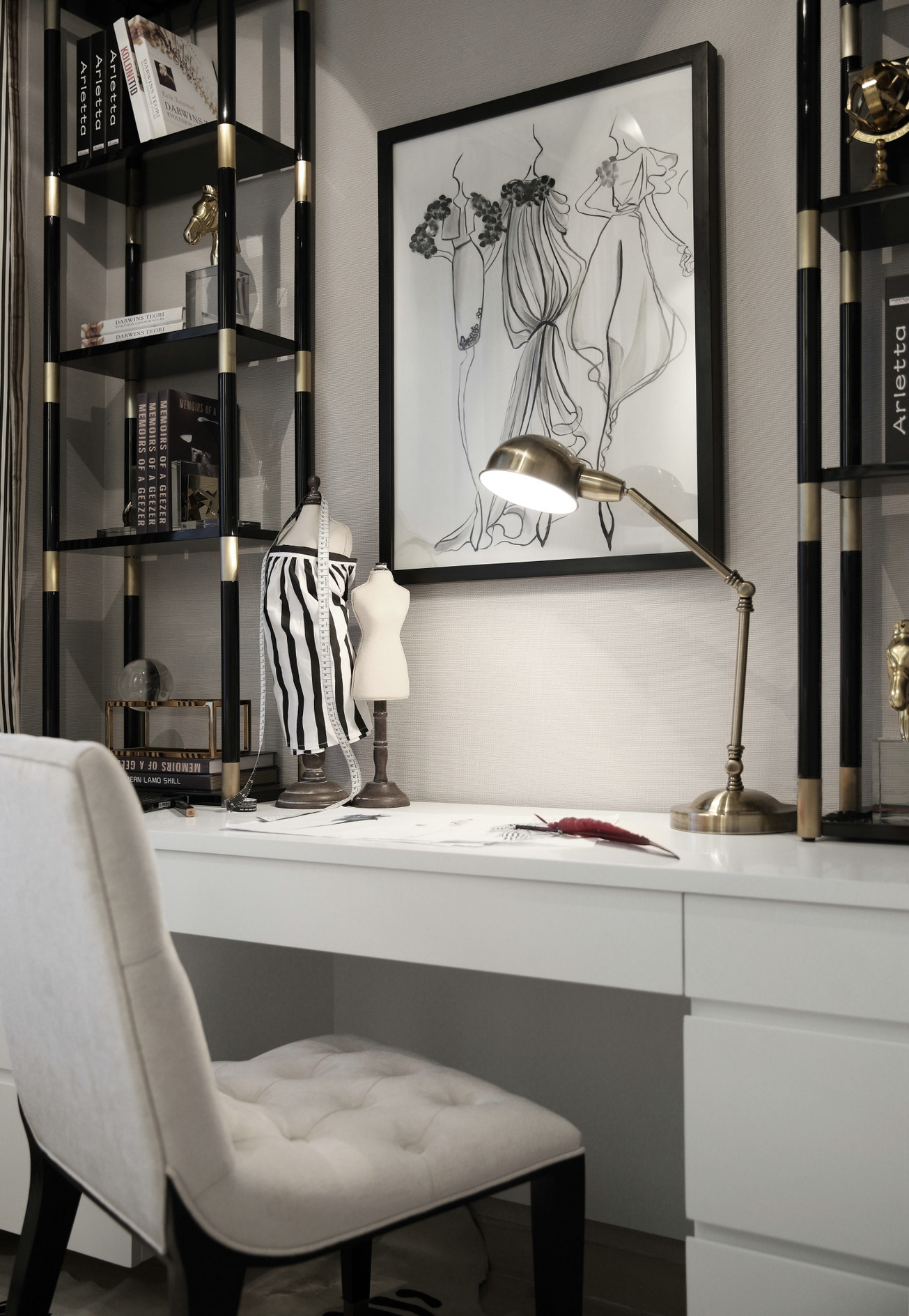 黑白色调演绎的电影主题样板房-32