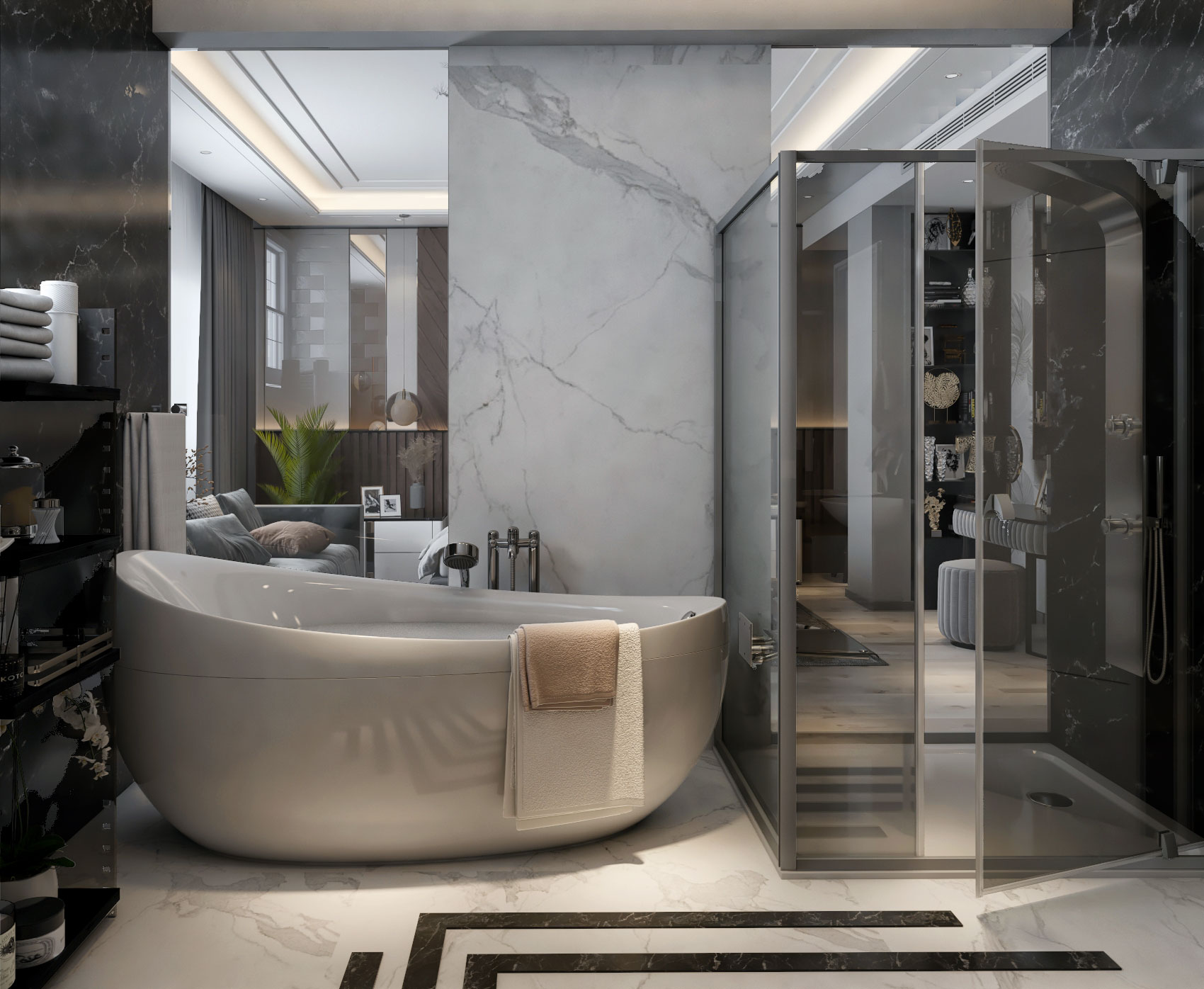 modern master bedroom , dressing and bathroom-7