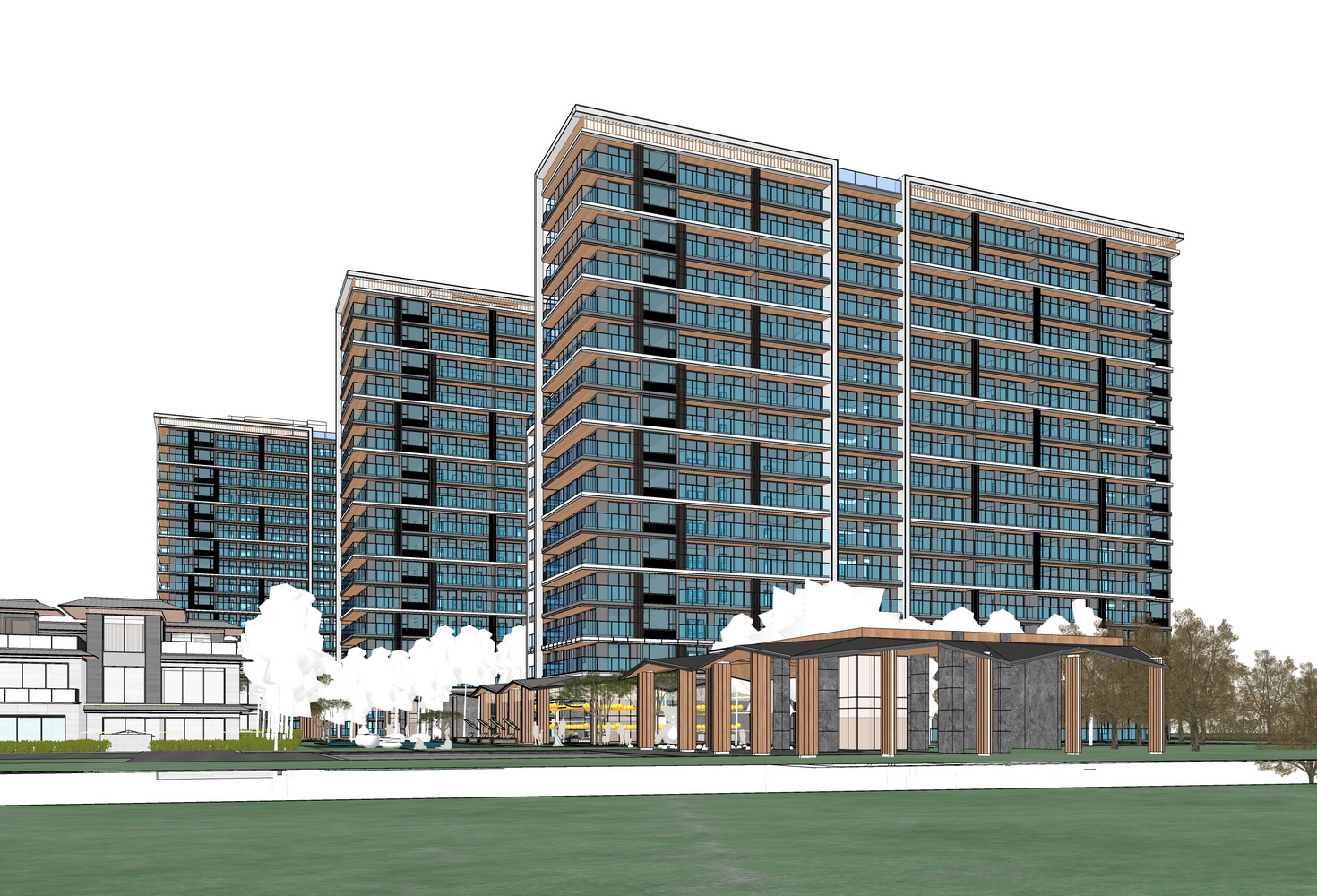 现代高层住宅SU模型-2