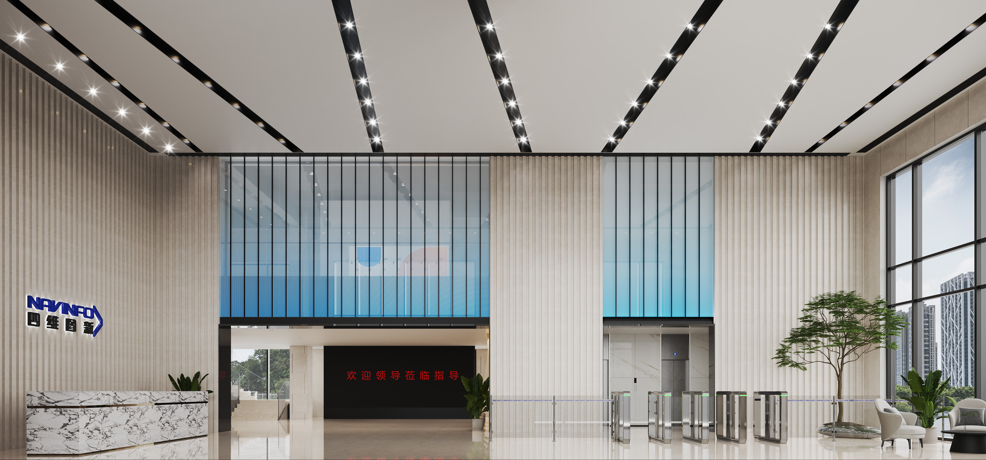 写字楼 公区 大厅 办公区 效果图展示-4