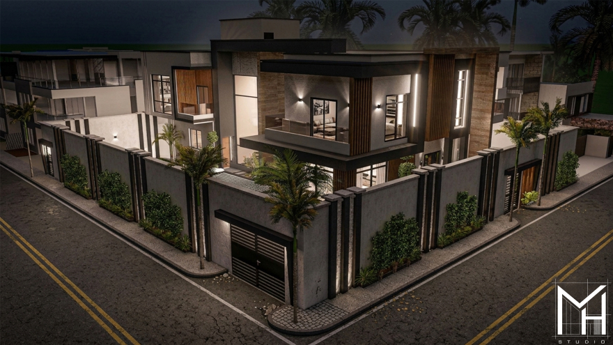 Modern Villa Facade & Landscape-9