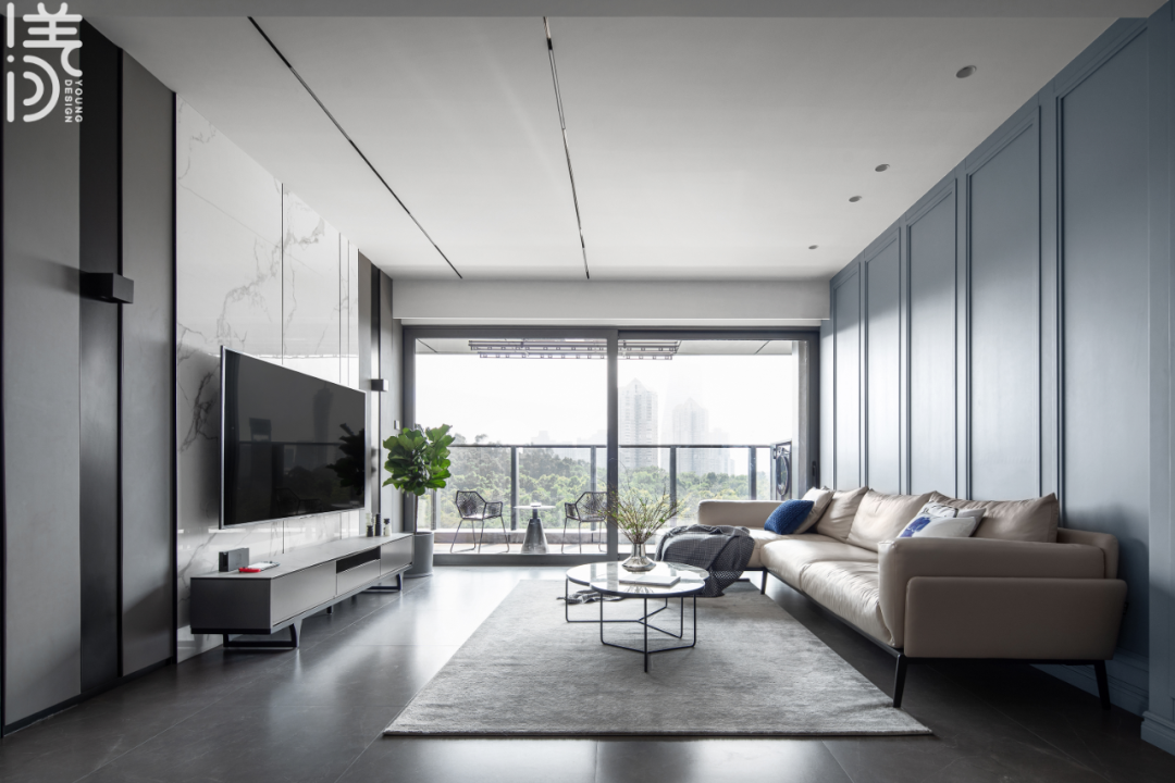 漾设计：125㎡现代住宅，高级灰+雾霾蓝，温柔高级的空间！-0