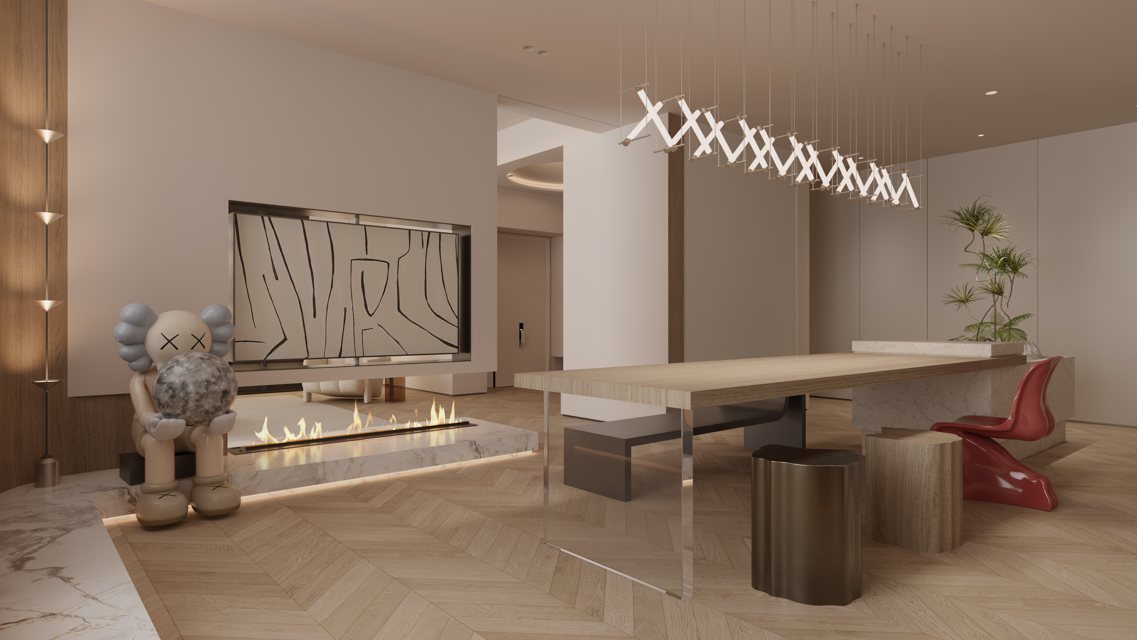 现代奶油风大平层-21