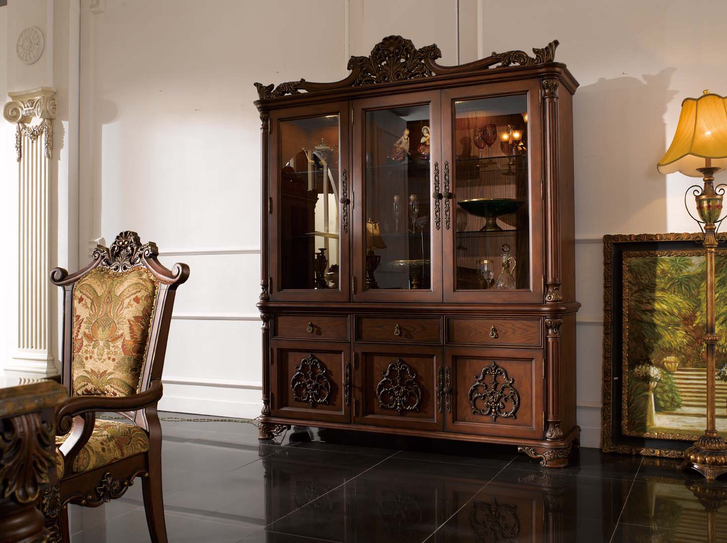 高清古典美式风格 卧室客厅餐厅书房家具场景图片素材-18