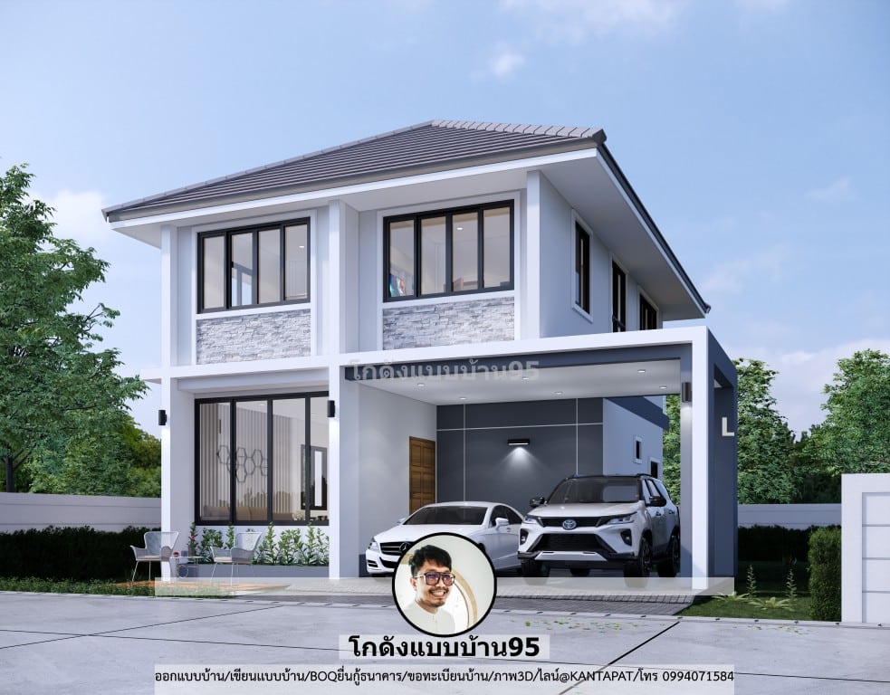 บ้านปั้นหยา2ชั้น S-131 แบบบ้าน2ชั้นสมัยใหม่ บ้านโทนสีขาวสวย ๆ-9