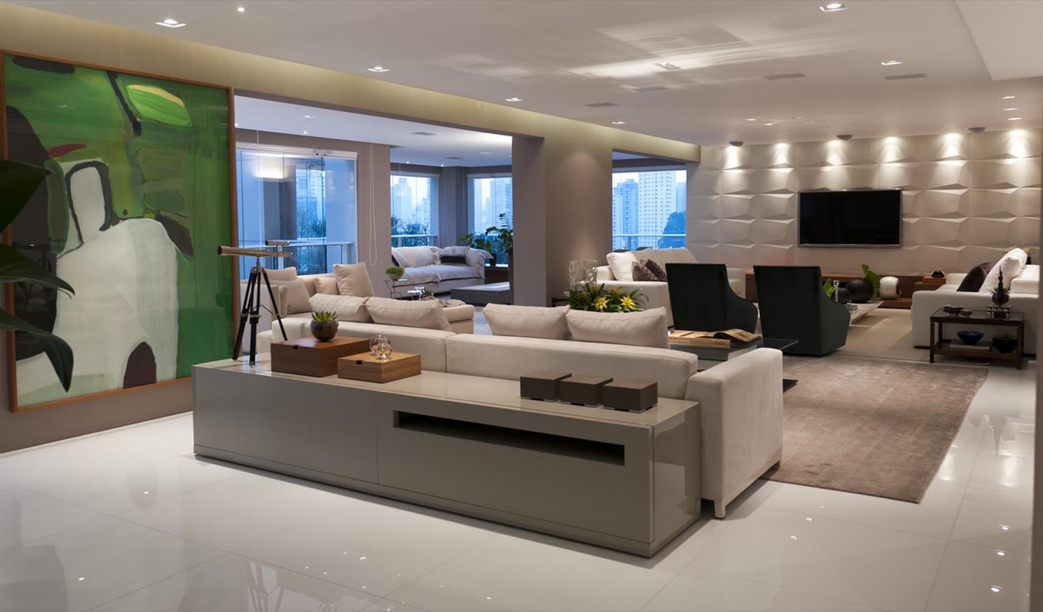 巴西 SP 地区 320 平米公寓设计,融入自动化技术与空间整合-1