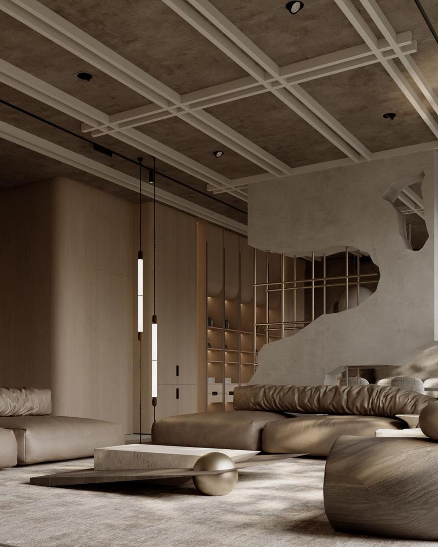 Modern Luxury Living & Dining Interior Design-3