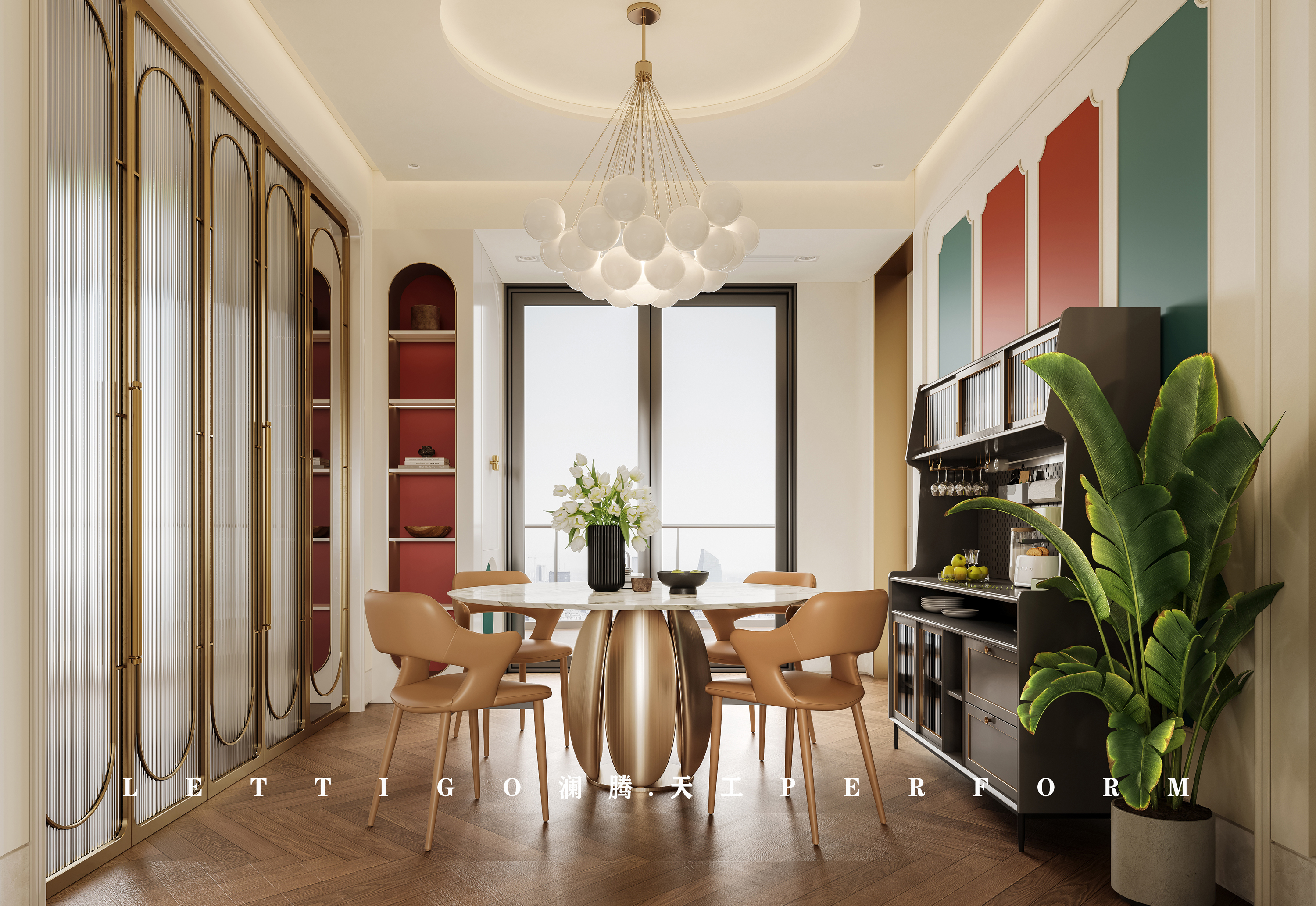 现代奶油法式复式住宅，温柔奶调+复古撞色，精致优雅-7