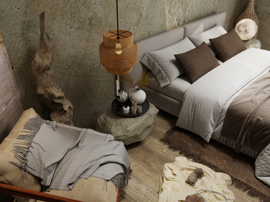 自然石纹质感卧室-8