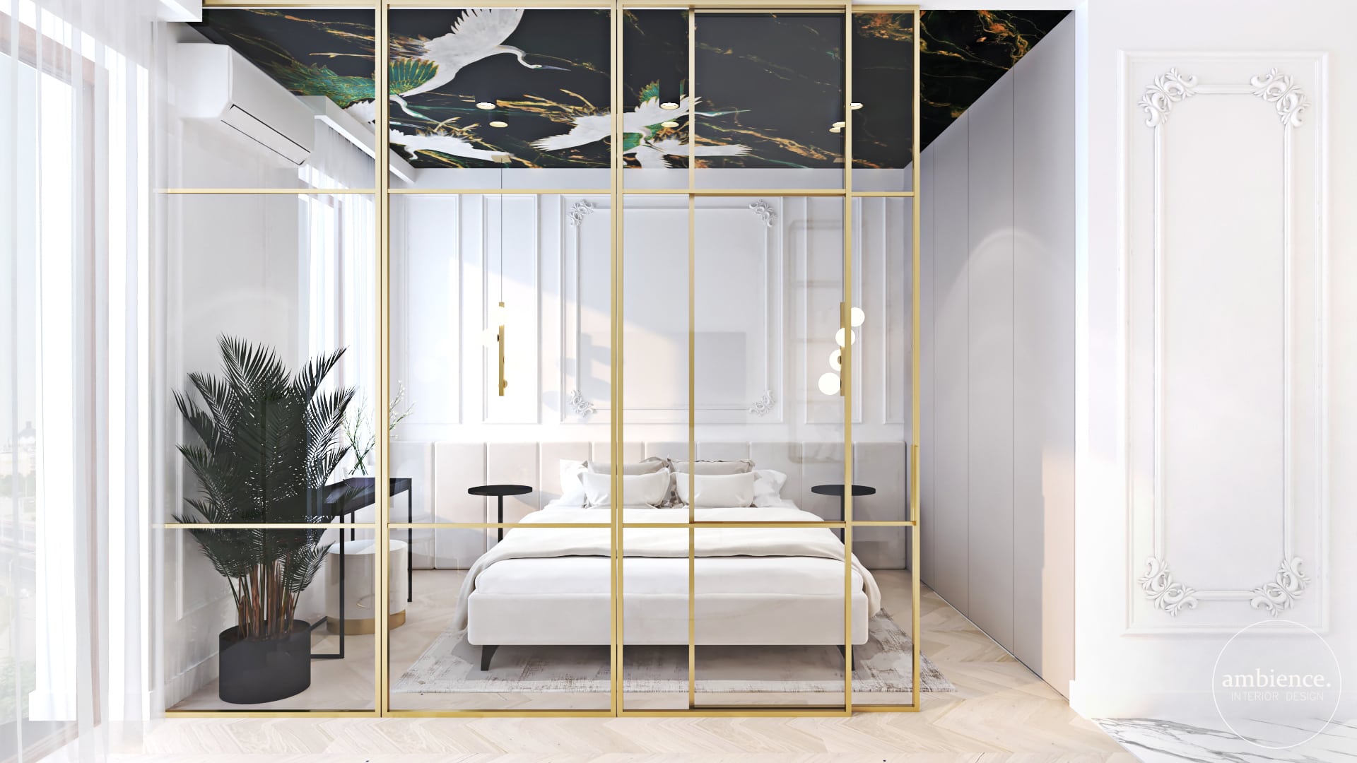 白色和金色的室内装饰丨波兰华沙-11