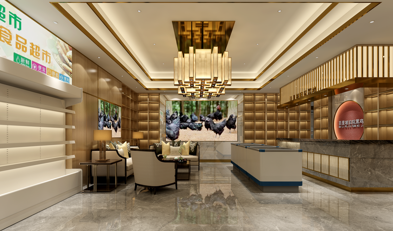 轻奢风鸵鸟鲜生超市，明亮洁净的购物空间-7