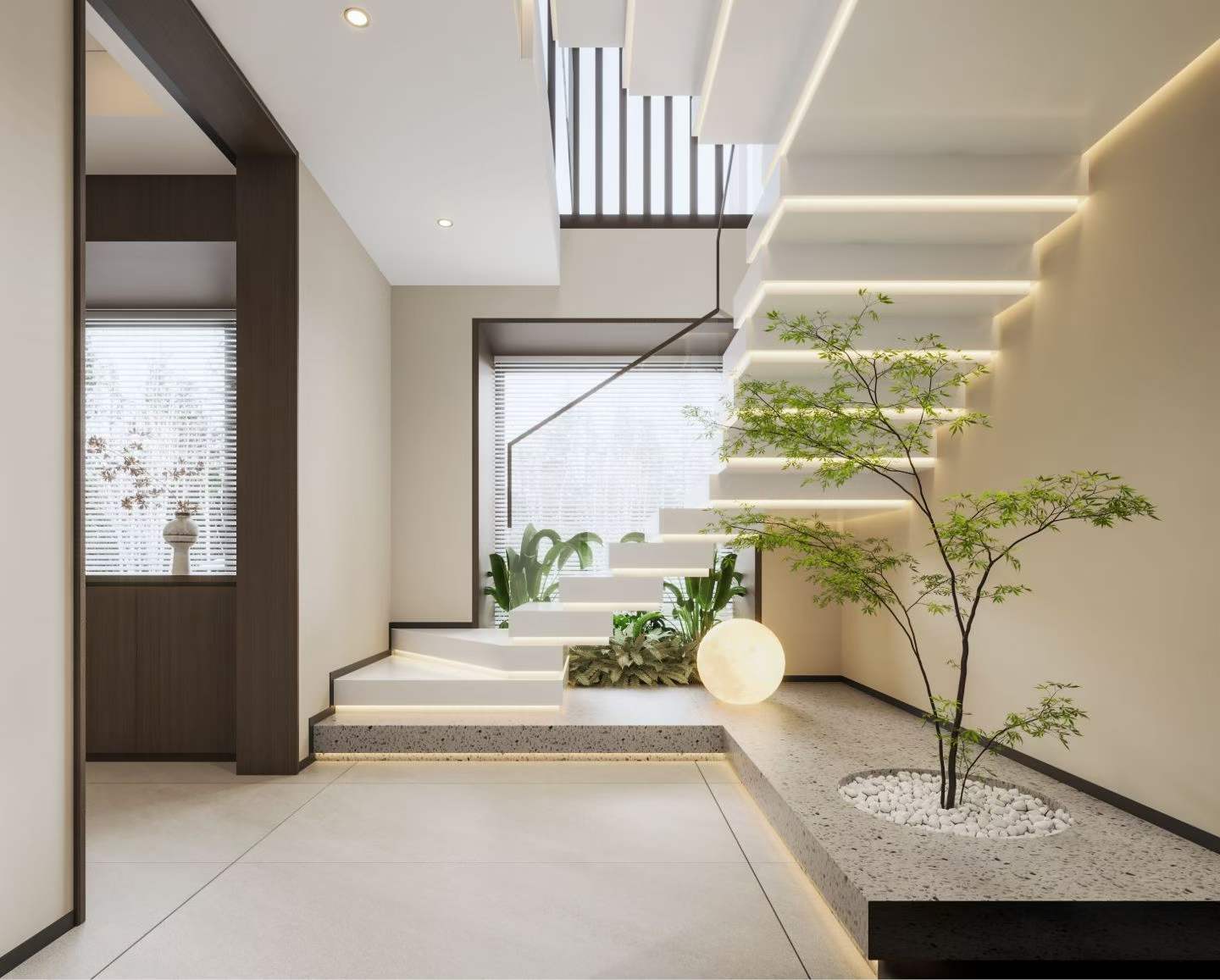 现代别墅轻奢风格客餐厅效果图表现-4