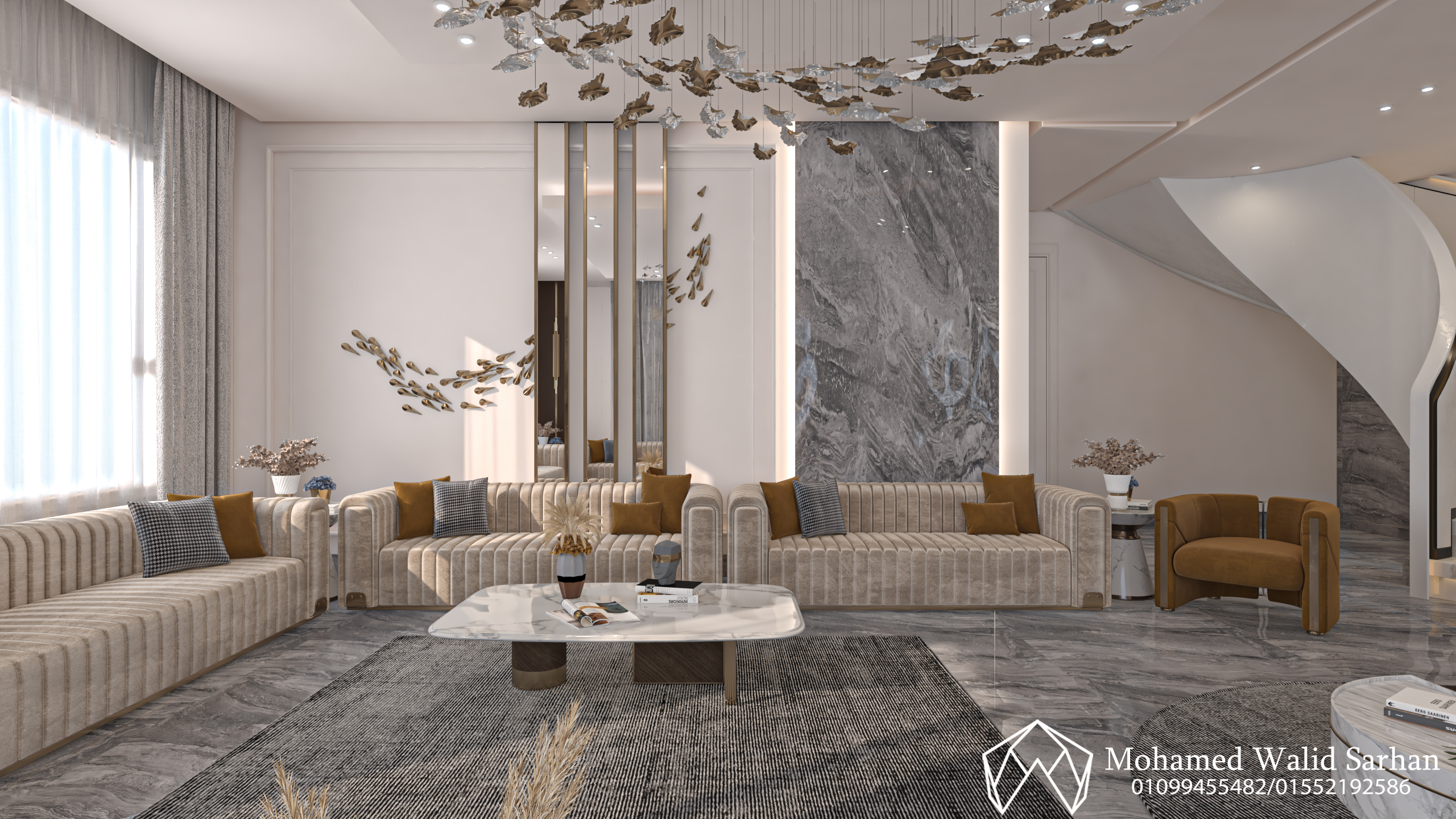 Reception and dinning room for villa in kuwait-2