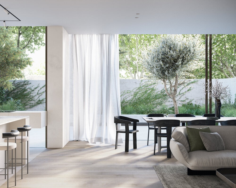 自然精致的公寓楼，开放式厨房和落地窗的完美结合-4