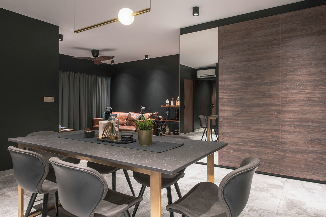 绿色工业风，暗黑系单身公寓设计亮点-6